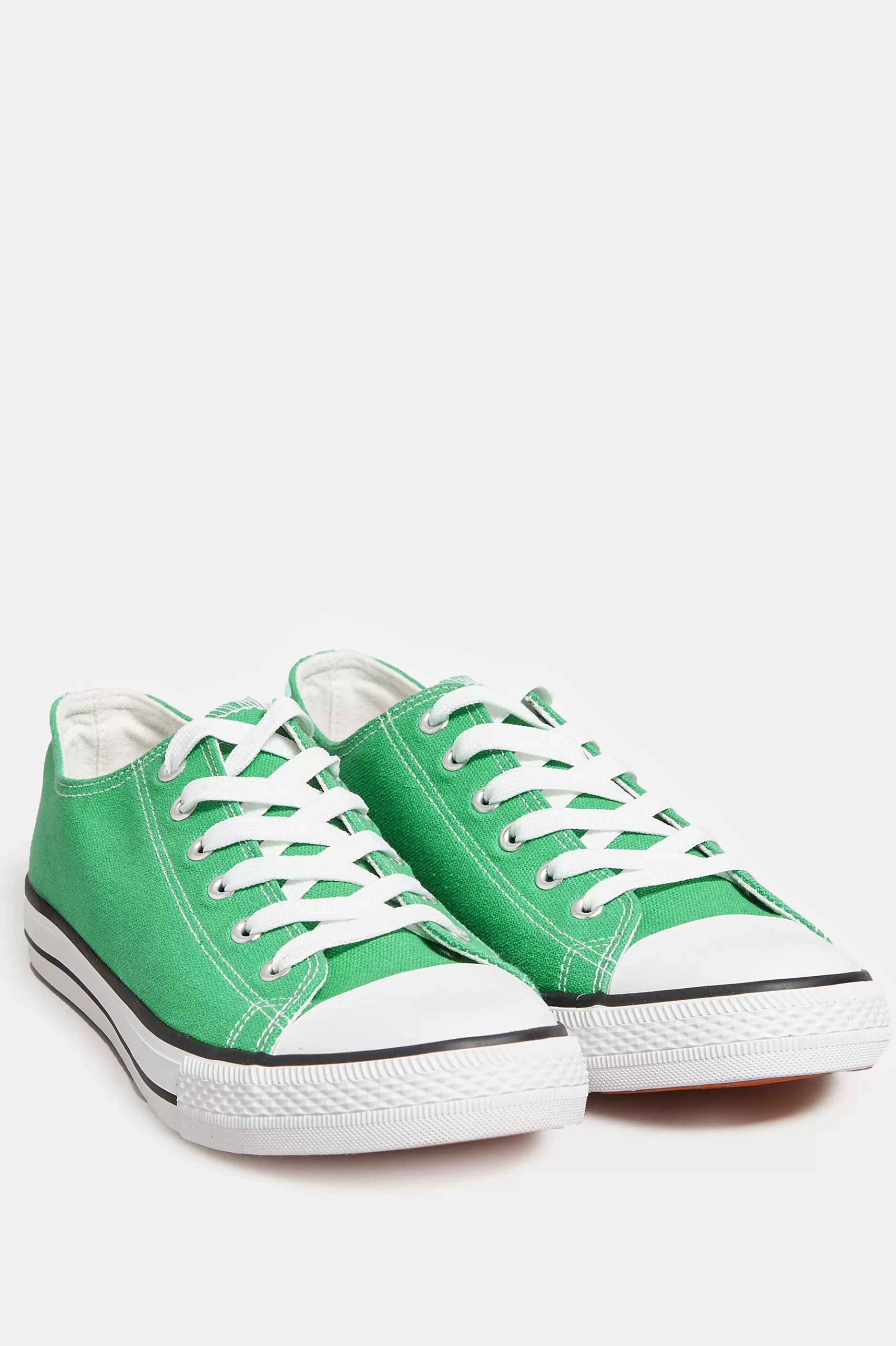 Women M&Co Trainers>Yours Yours Green Canvas Low Trainers In Wide E Fit