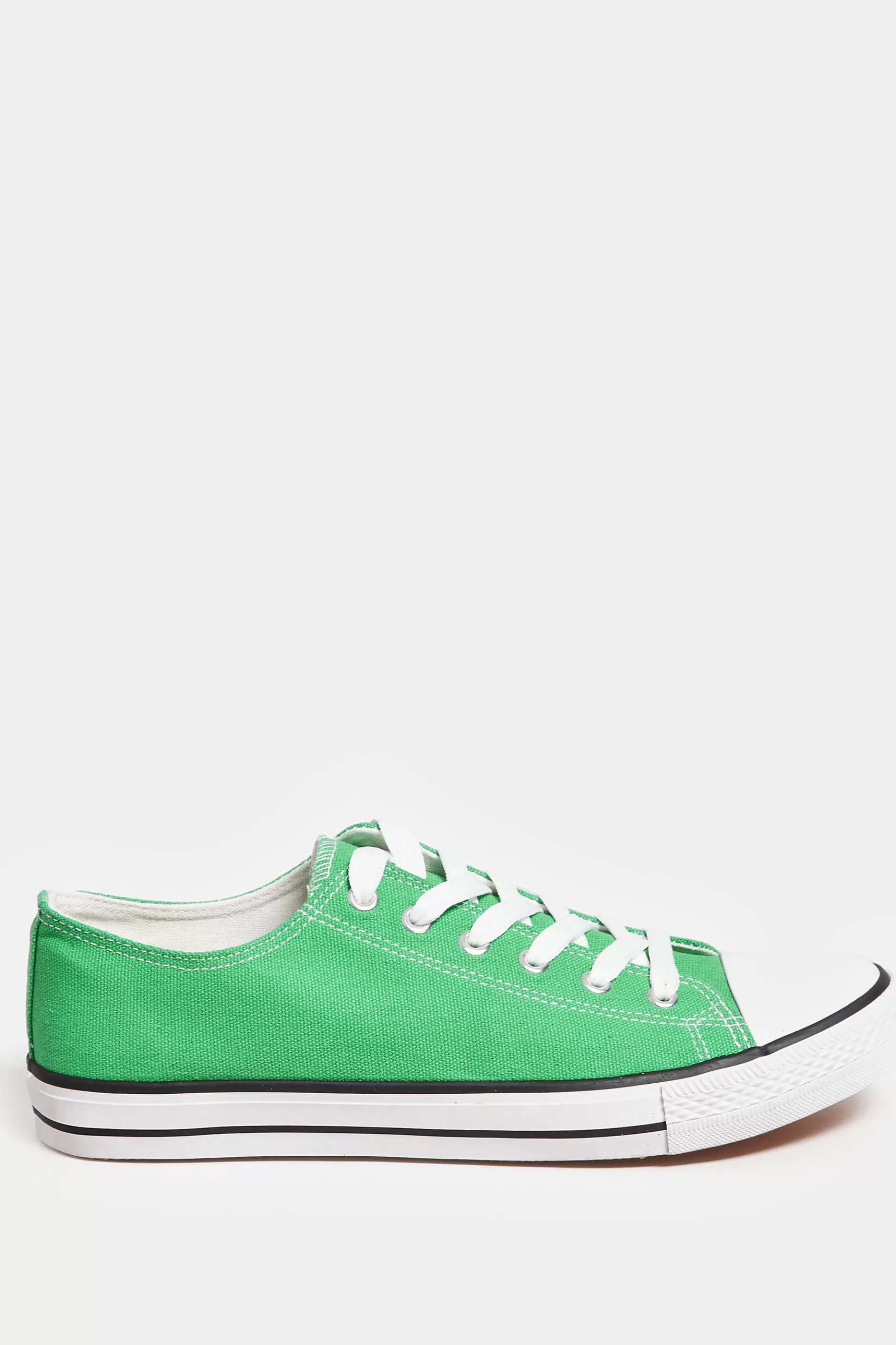 Women M&Co Trainers>Yours Yours Green Canvas Low Trainers In Wide E Fit