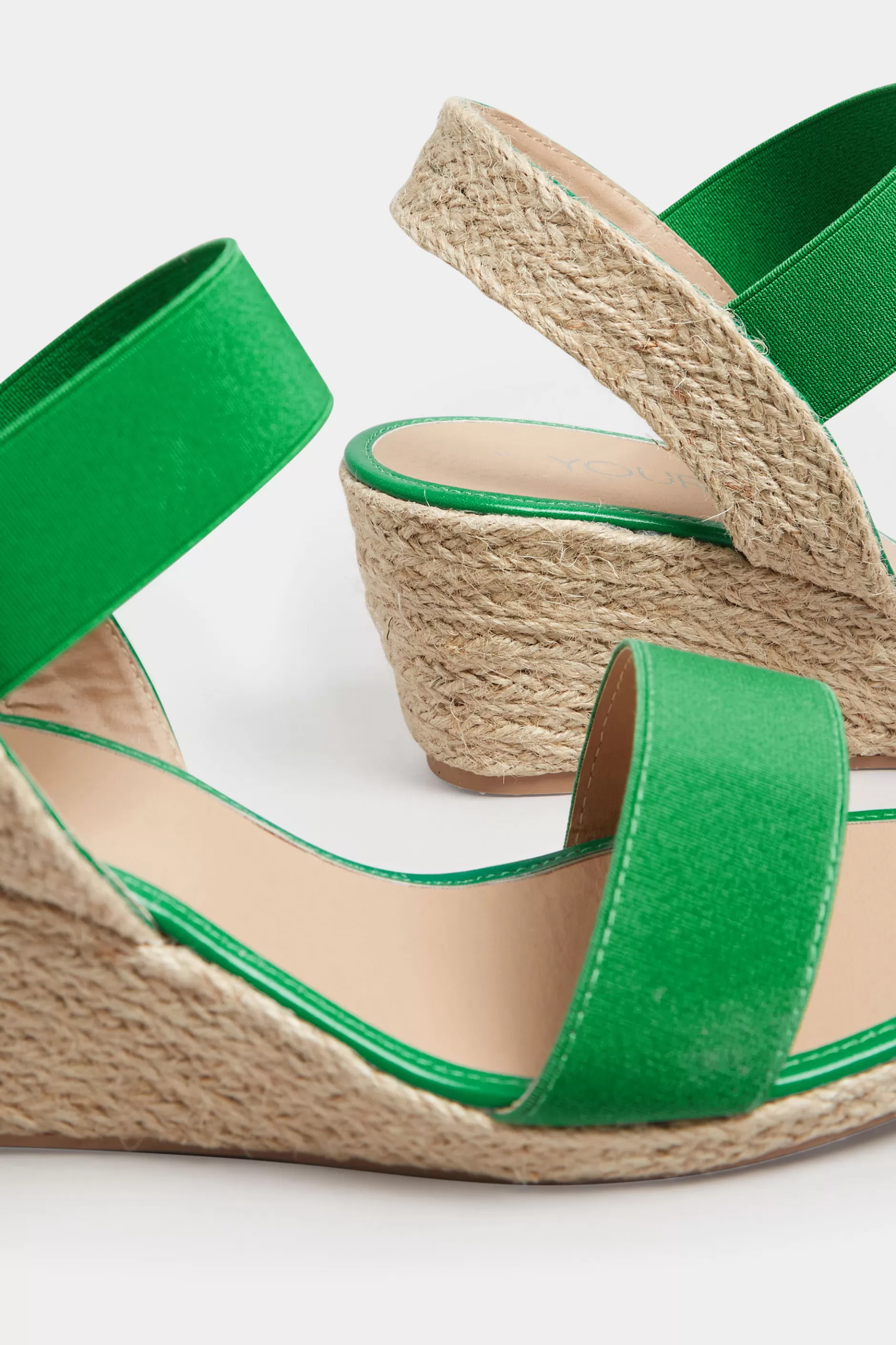 Women M&Co Sandals>Yours Yours Green Espadrille Wedges In Wide E Fit & Extra Wide Eee Fit
