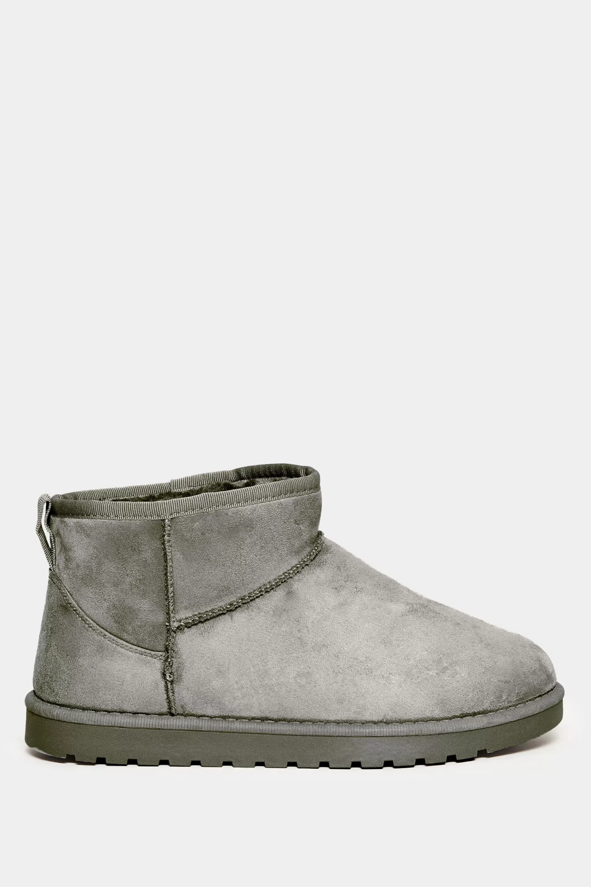 Women M&Co Boots>Yours Yours Grey Faux Suede Faux Fur Lined Ankle Boots In Wide E Fit & Extra Wide Eee Fit