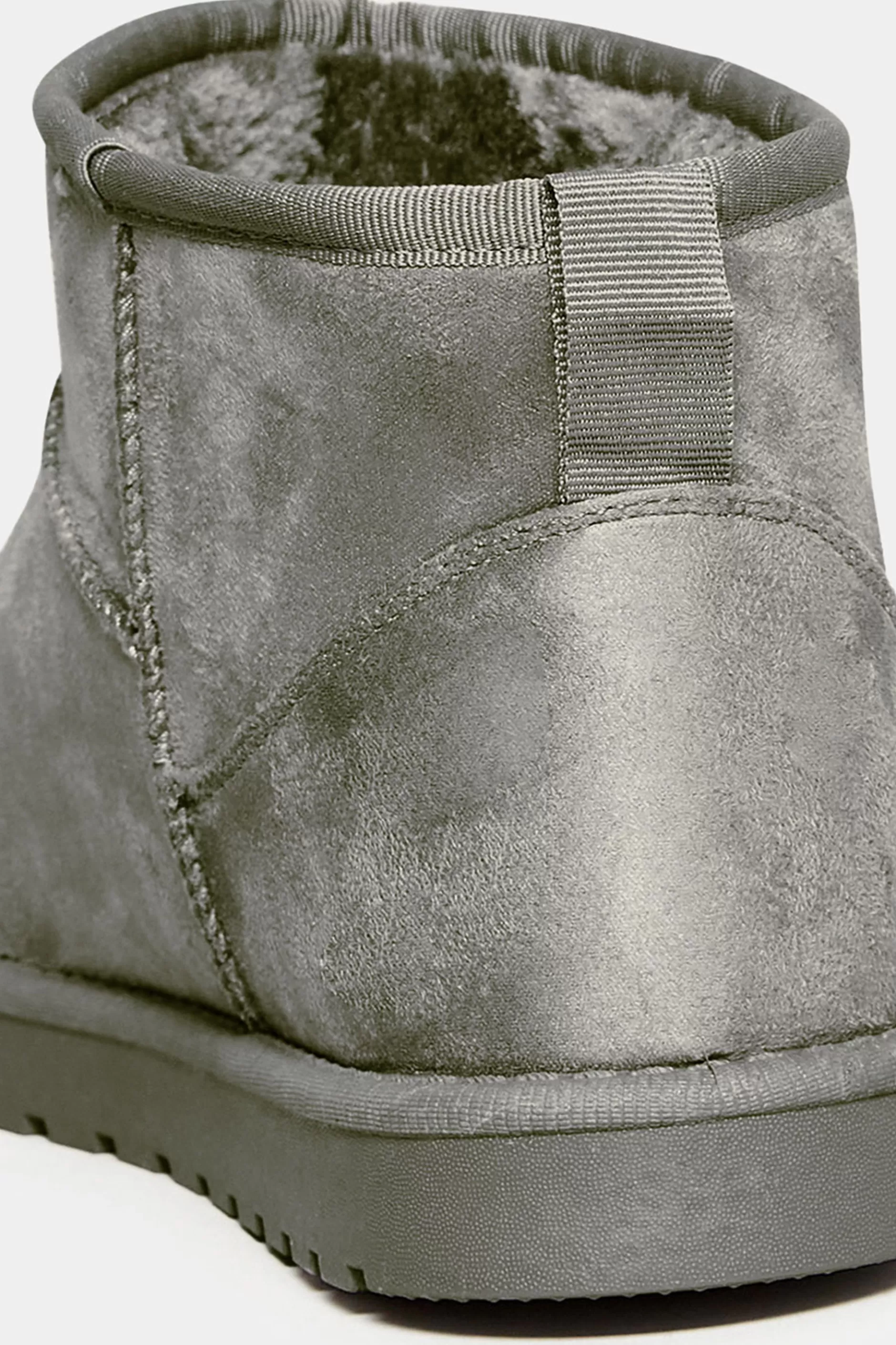 Women M&Co Boots>Yours Yours Grey Faux Suede Faux Fur Lined Ankle Boots In Wide E Fit & Extra Wide Eee Fit