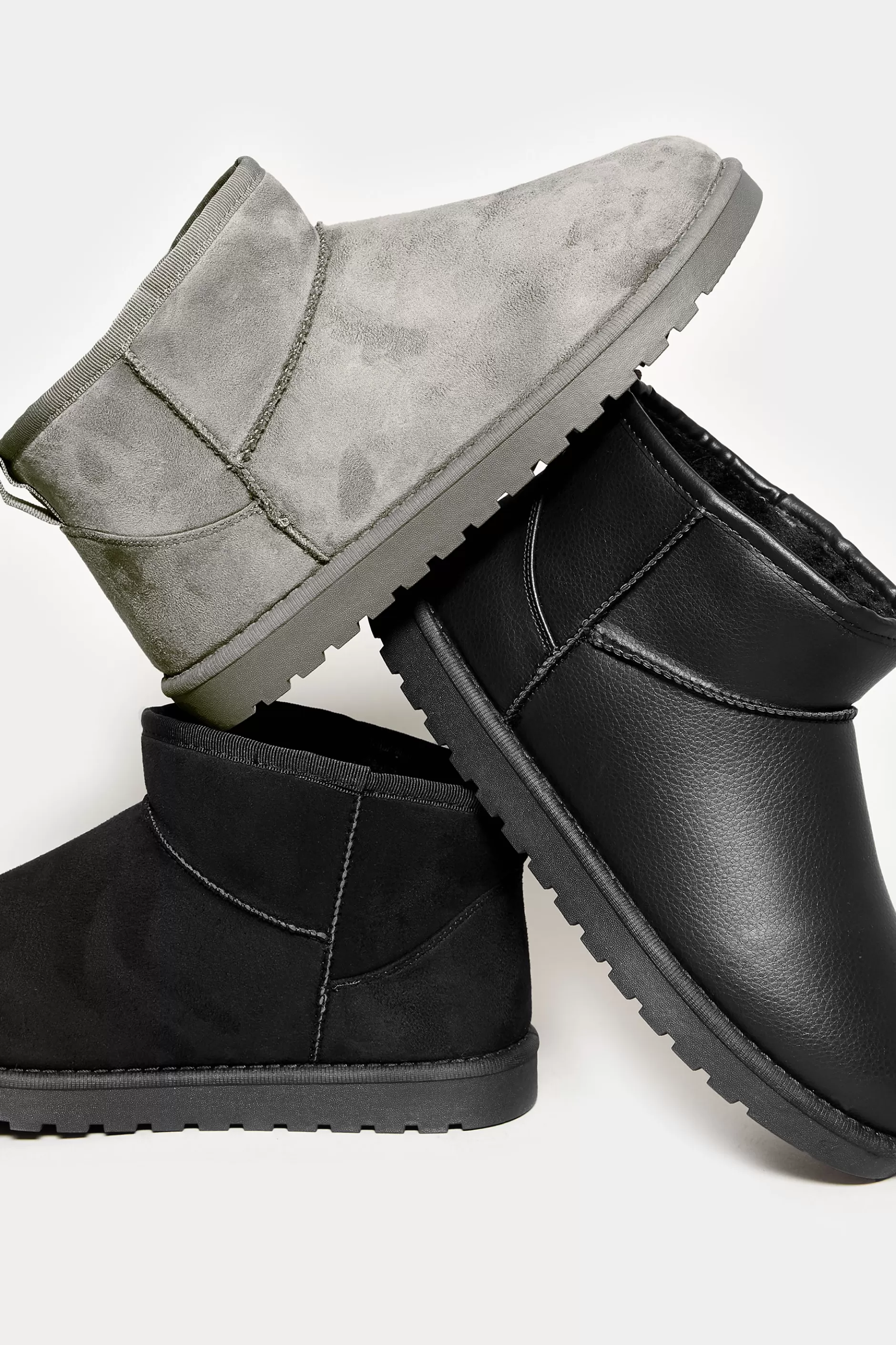 Women M&Co Boots>Yours Yours Grey Faux Suede Faux Fur Lined Ankle Boots In Wide E Fit & Extra Wide Eee Fit