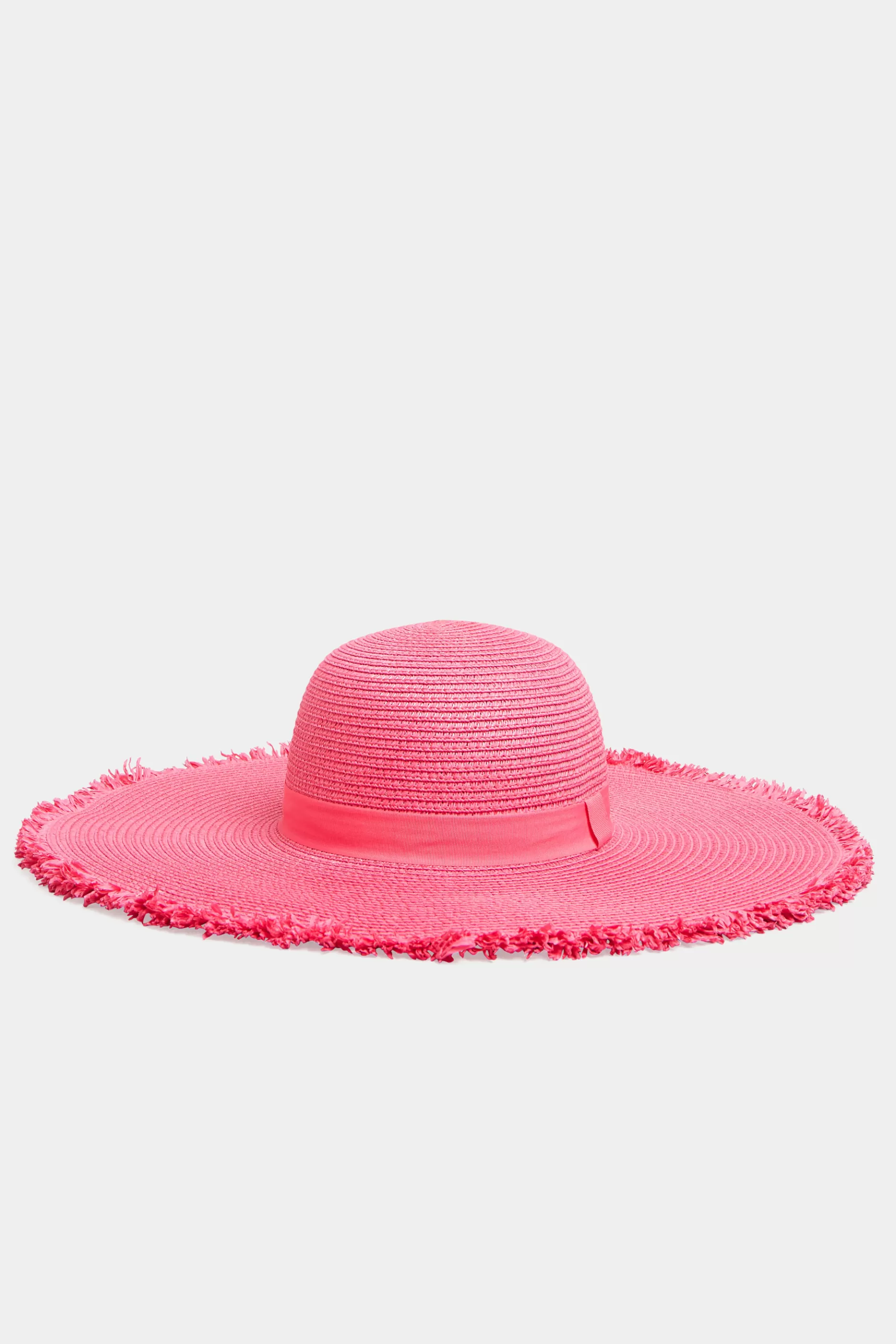 Women M&Co Hats>Yours Yours Hot Pink Frayed Edge Straw Hat