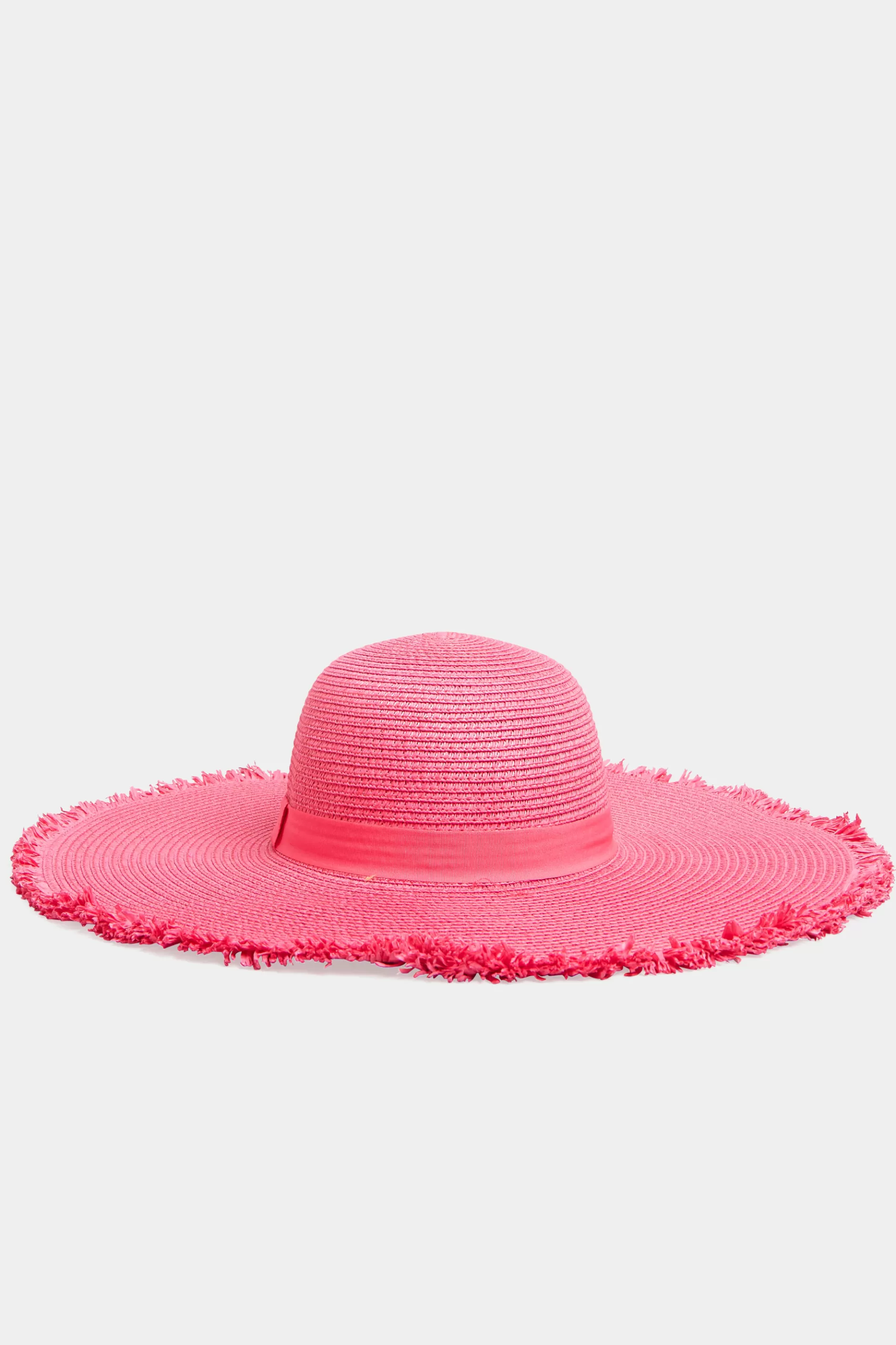 Women M&Co Hats>Yours Yours Hot Pink Frayed Edge Straw Hat