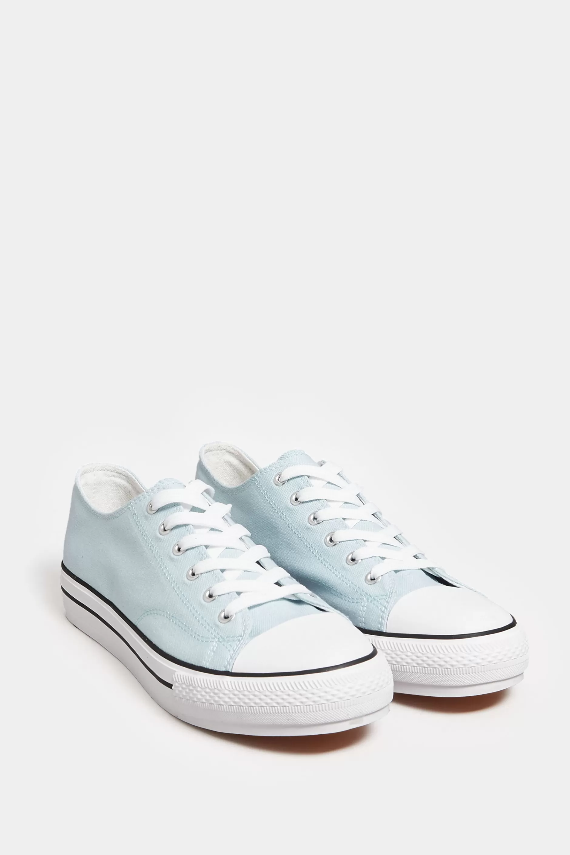 Women M&Co Trainers>Yours Yours Light Blue Canvas Platform Sole Low Trainers In Wide E Fit