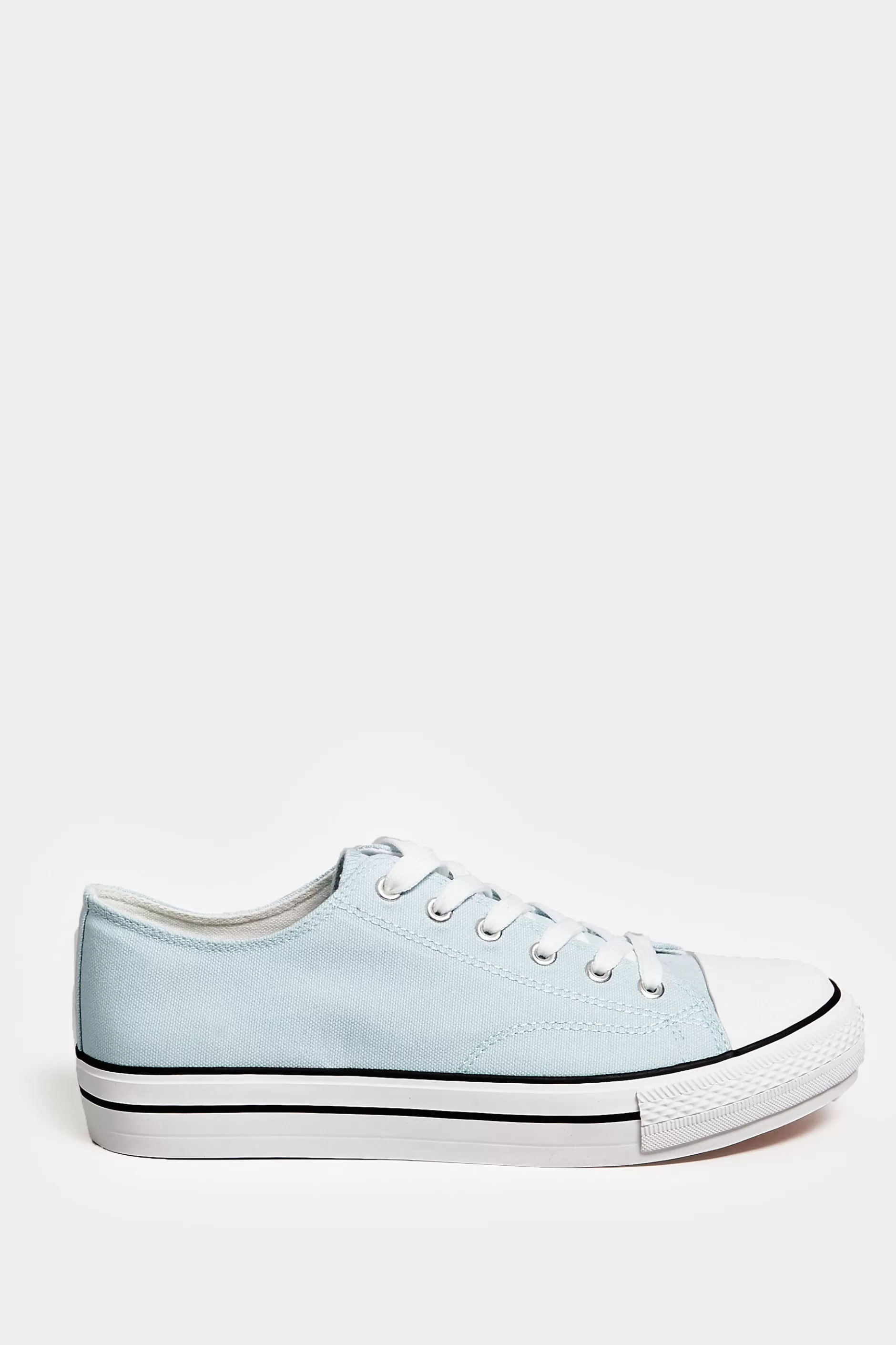 Women M&Co Trainers>Yours Yours Light Blue Canvas Platform Sole Low Trainers In Wide E Fit