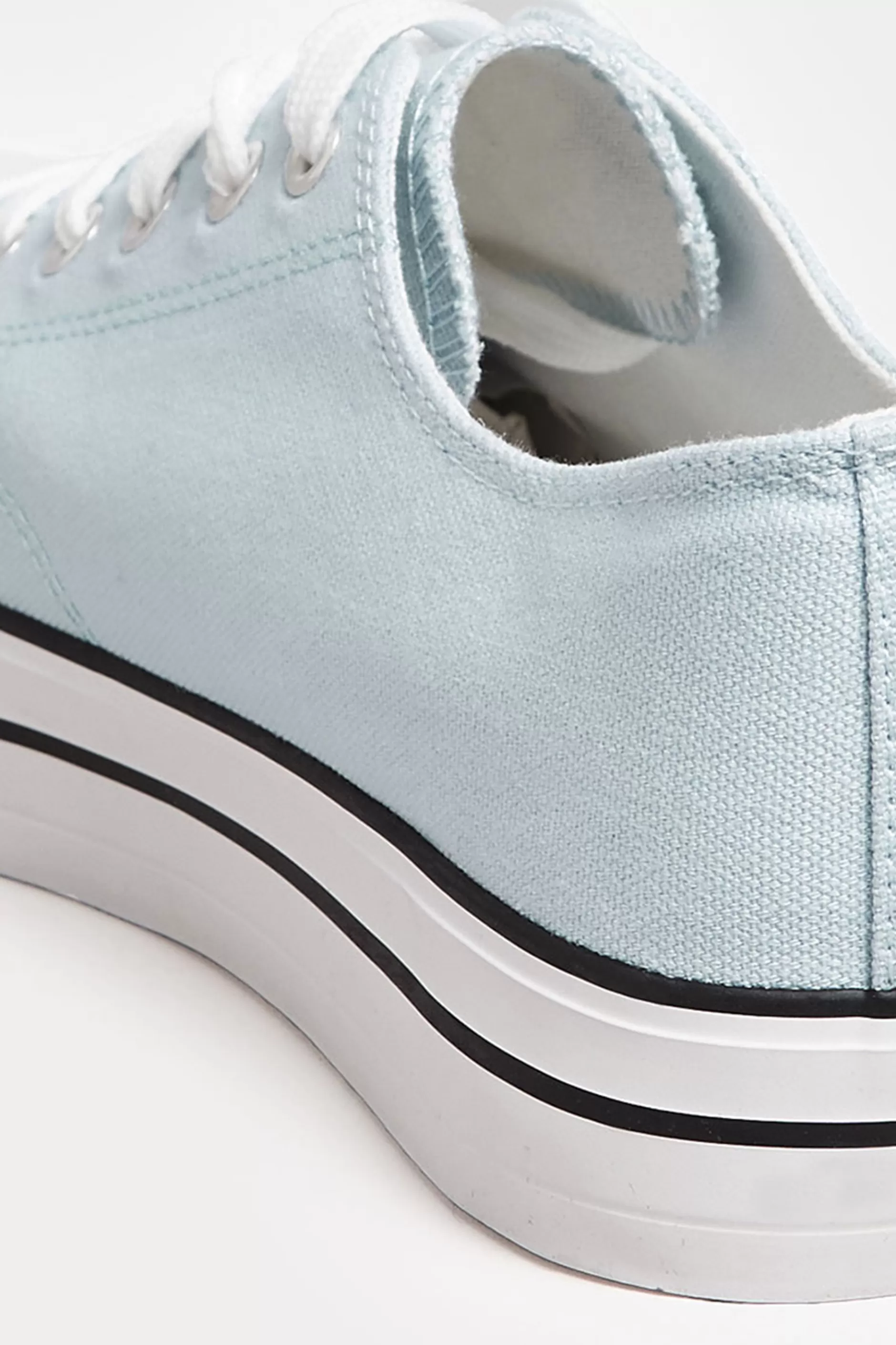 Women M&Co Trainers>Yours Yours Light Blue Canvas Platform Sole Low Trainers In Wide E Fit