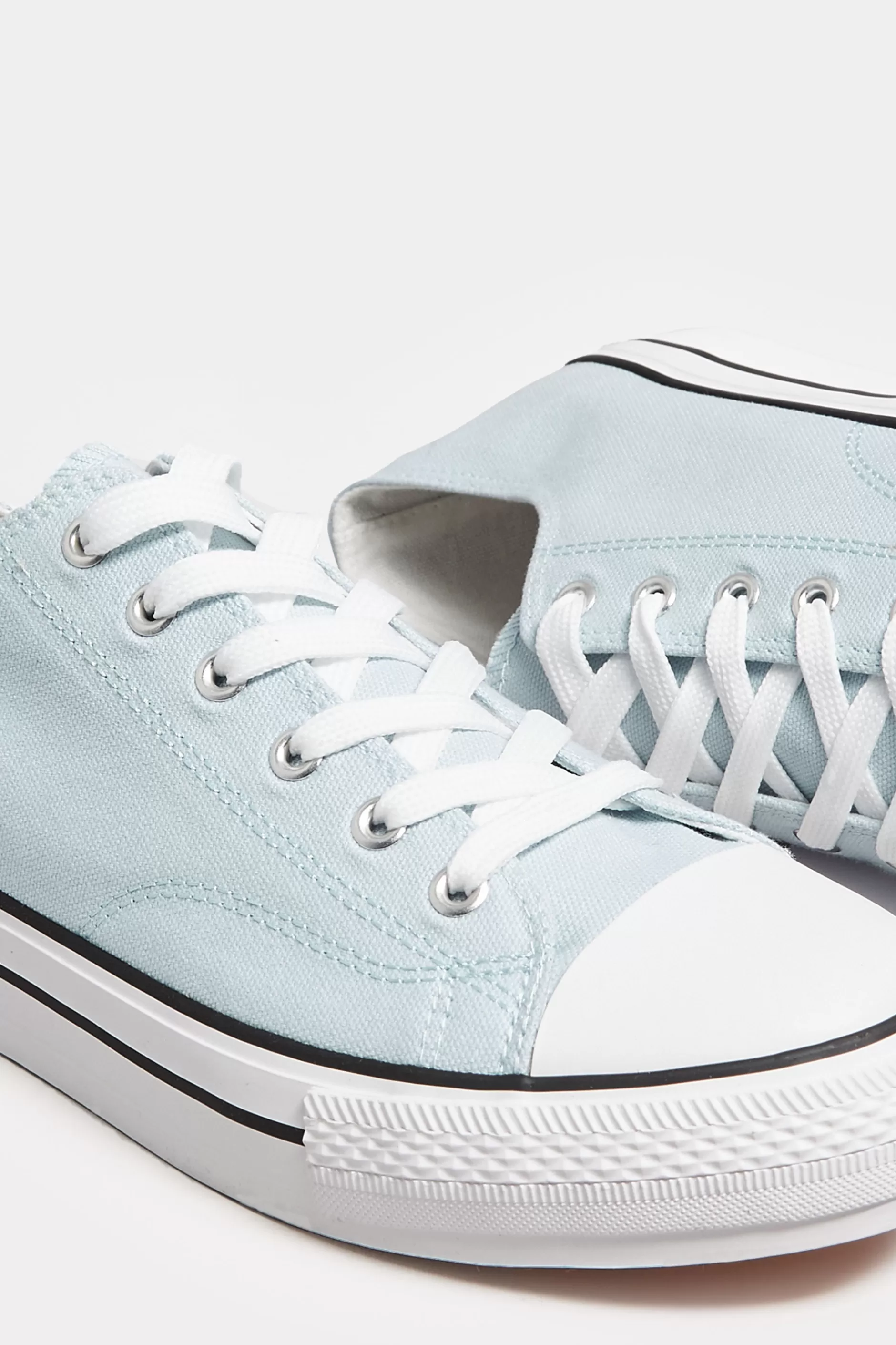 Women M&Co Trainers>Yours Yours Light Blue Canvas Platform Sole Low Trainers In Wide E Fit