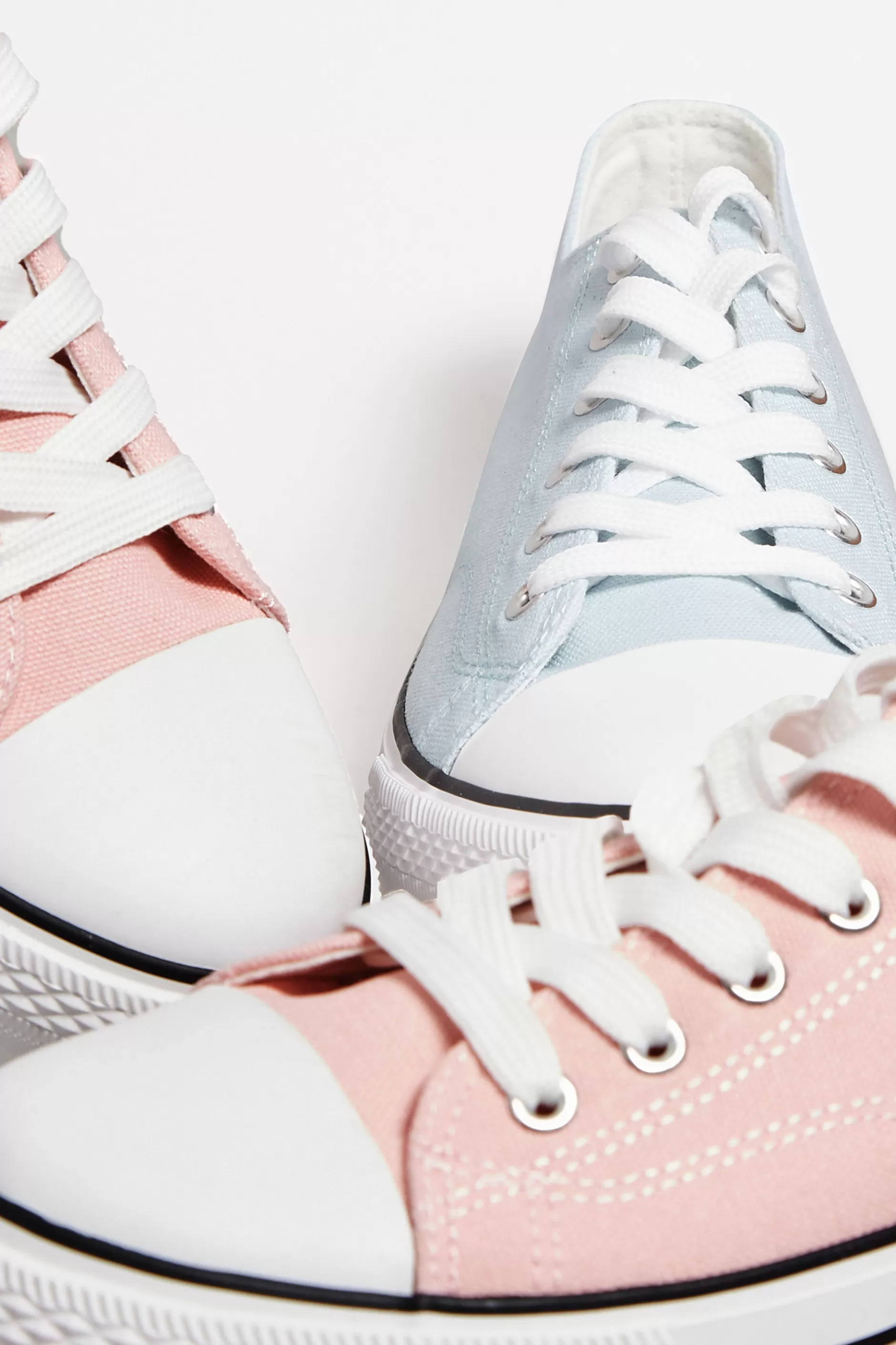Women M&Co Trainers>Yours Yours Light Blue Canvas Platform Sole Low Trainers In Wide E Fit