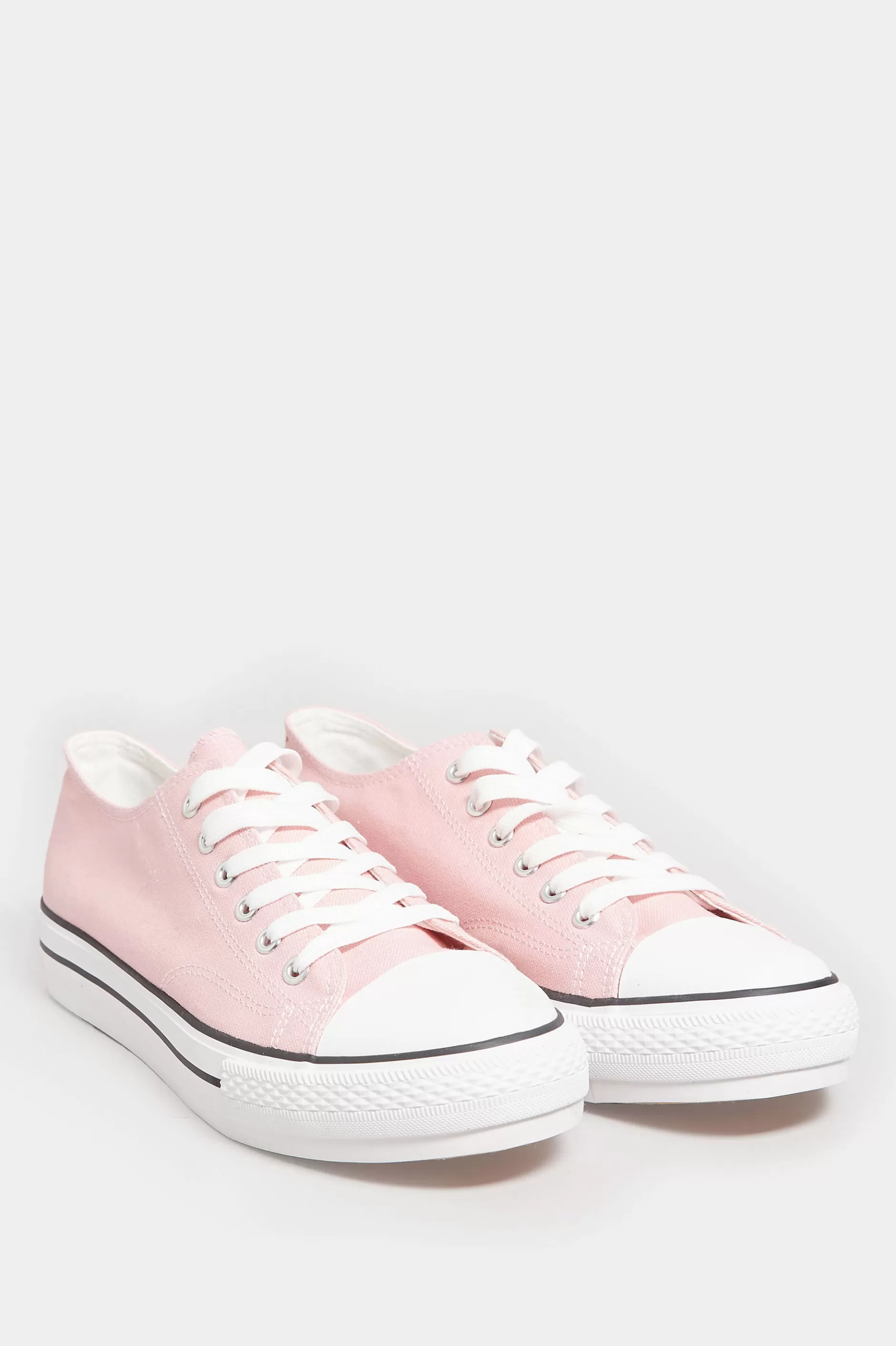 Women M&Co Trainers>Yours Yours Light Pink Canvas Platform Sole Low Trainers In Wide E Fit