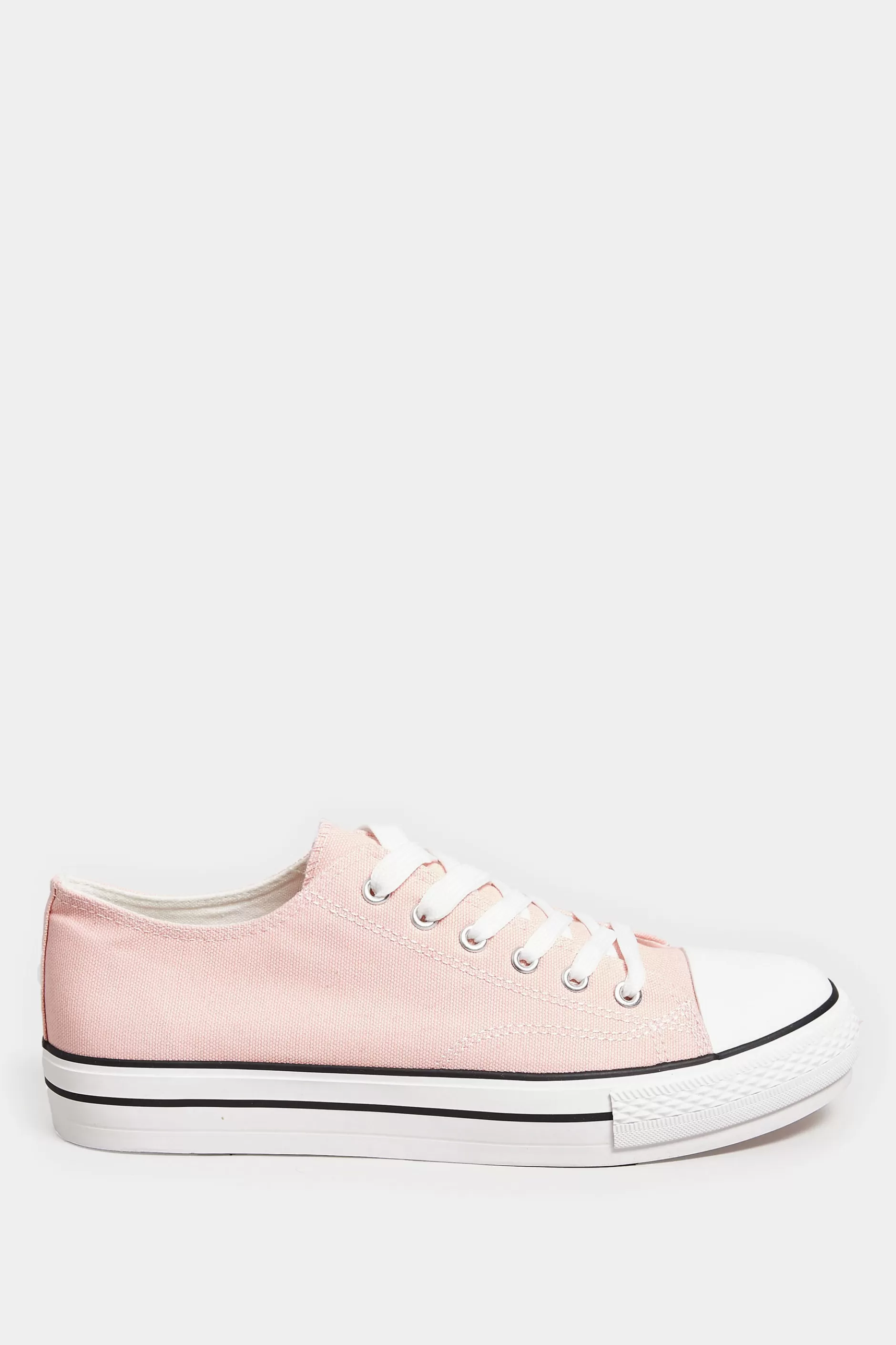 Women M&Co Trainers>Yours Yours Light Pink Canvas Platform Sole Low Trainers In Wide E Fit
