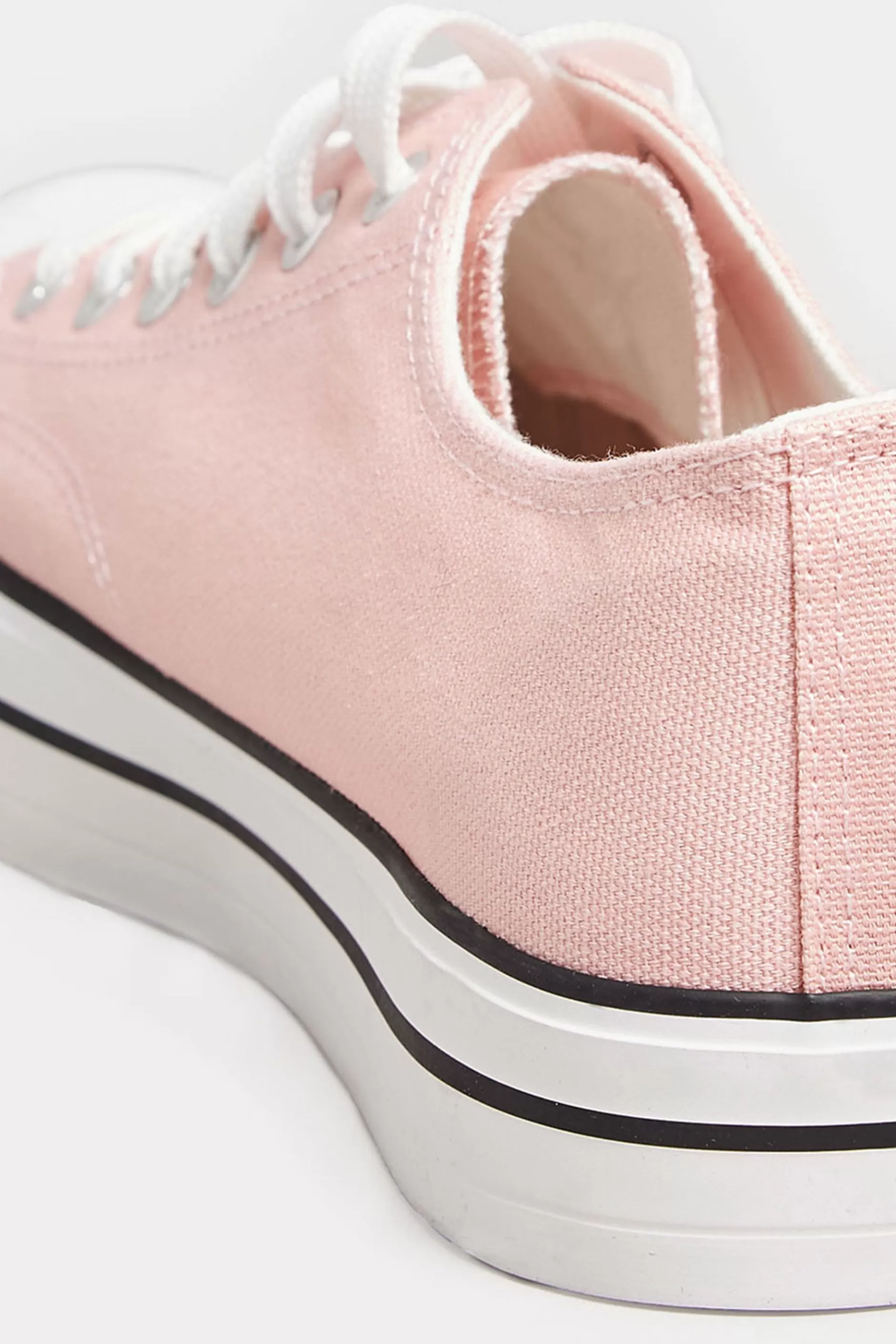 Women M&Co Trainers>Yours Yours Light Pink Canvas Platform Sole Low Trainers In Wide E Fit