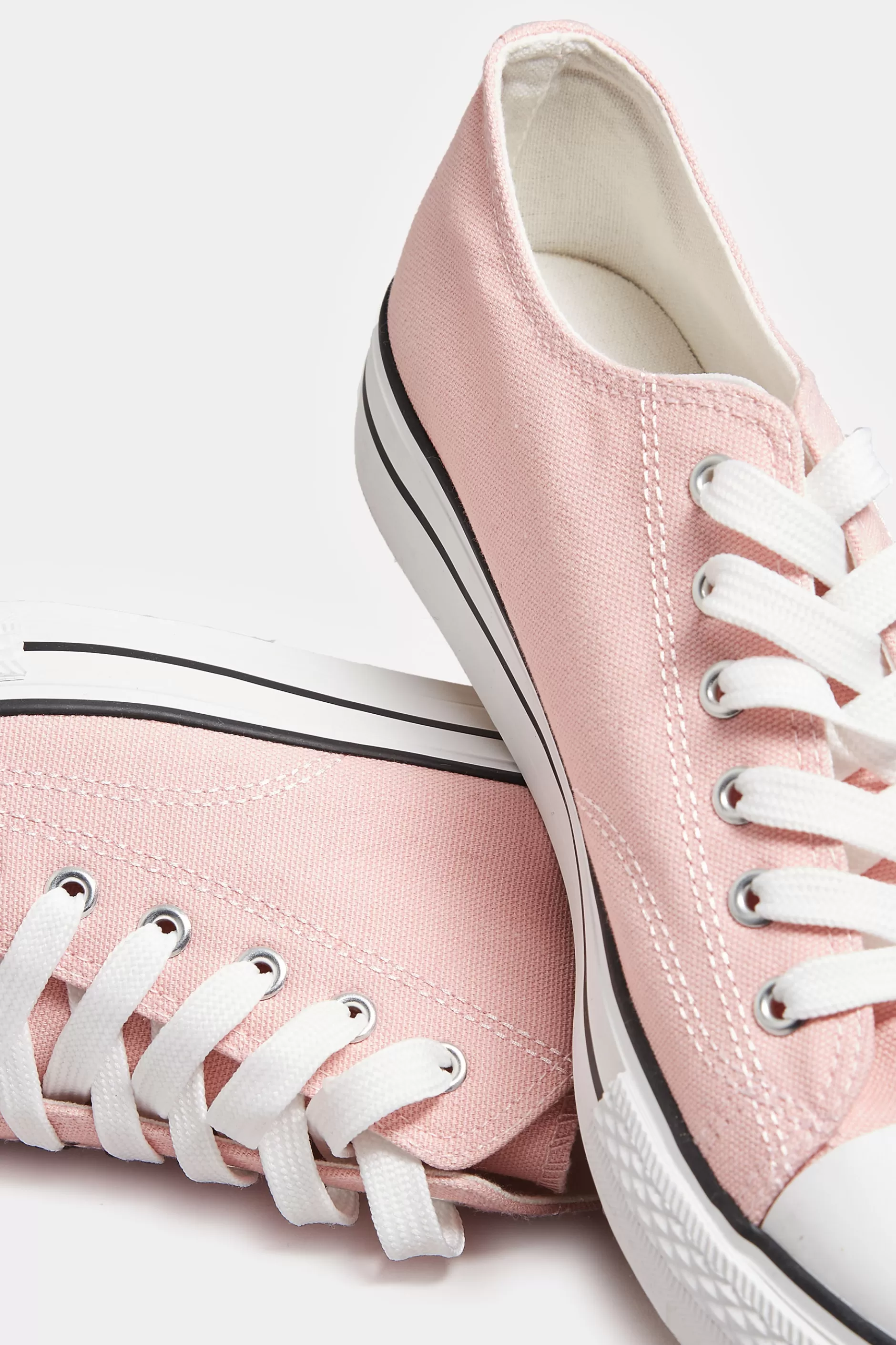Women M&Co Trainers>Yours Yours Light Pink Canvas Platform Sole Low Trainers In Wide E Fit