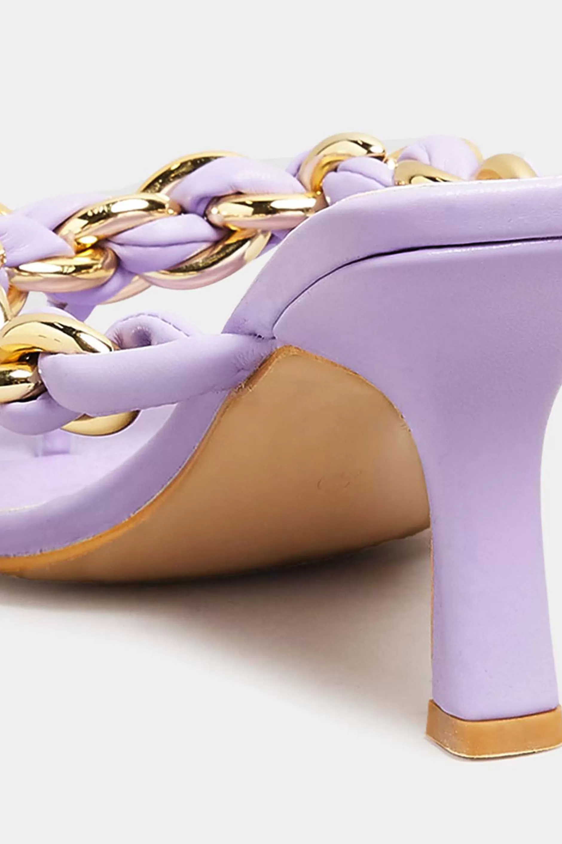 Women M&Co Mules & Sliders>Yours Yours Lilac Purple Square Toe Post Chain Mules In Standard Fit