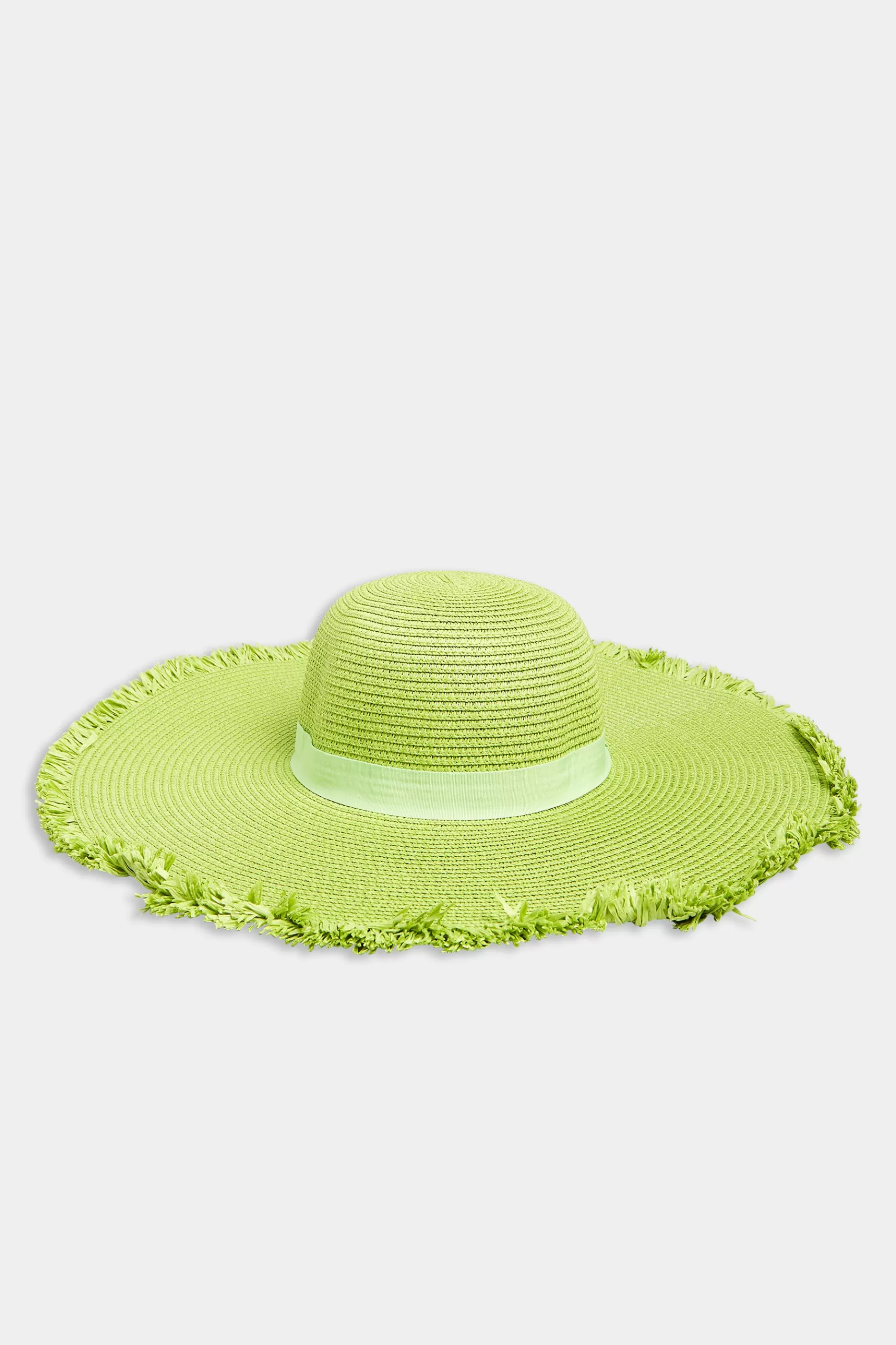 Women M&Co Hats>Yours Yours Lime Green Frayed Edge Straw Hat