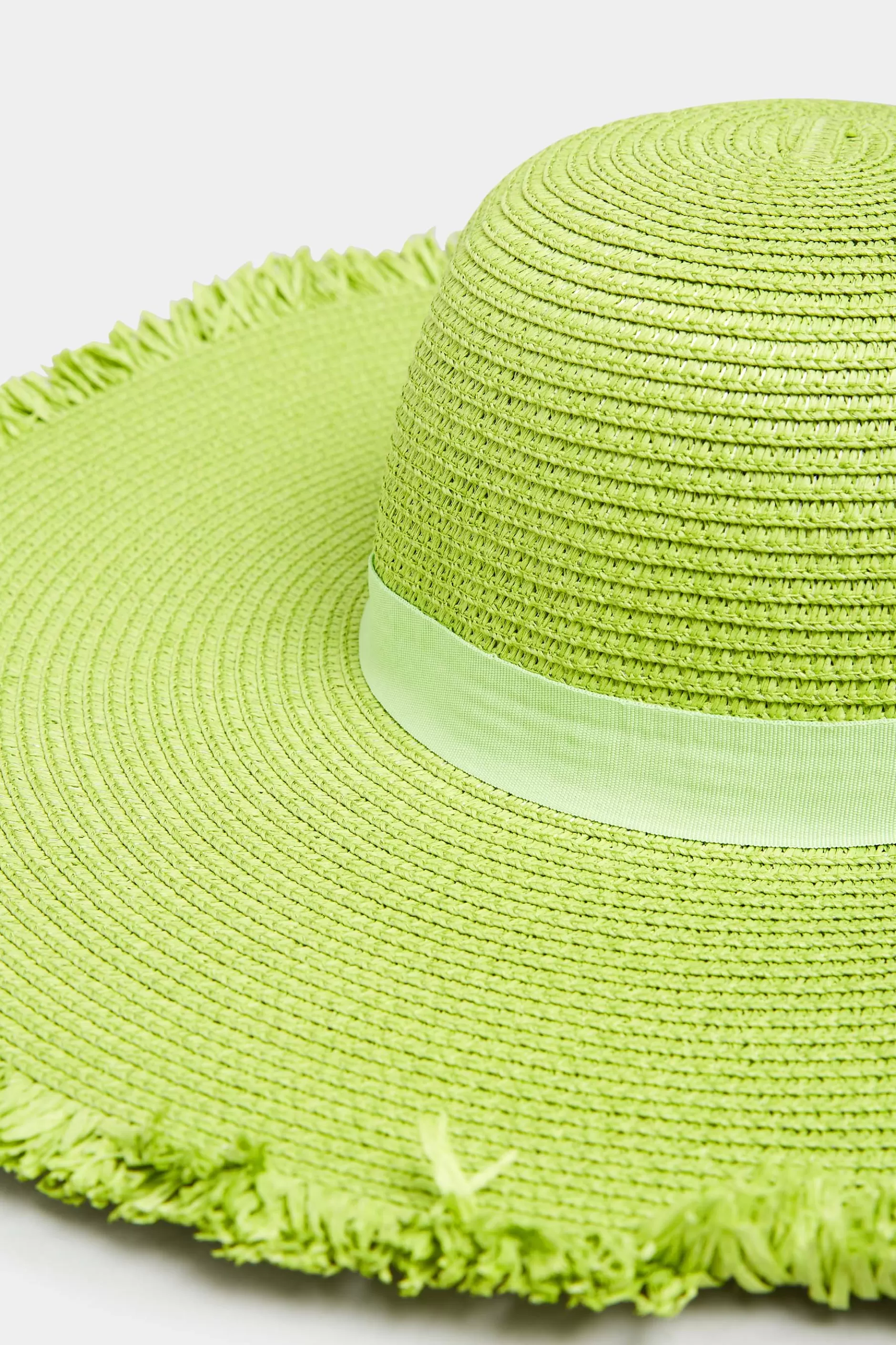 Women M&Co Hats>Yours Yours Lime Green Frayed Edge Straw Hat