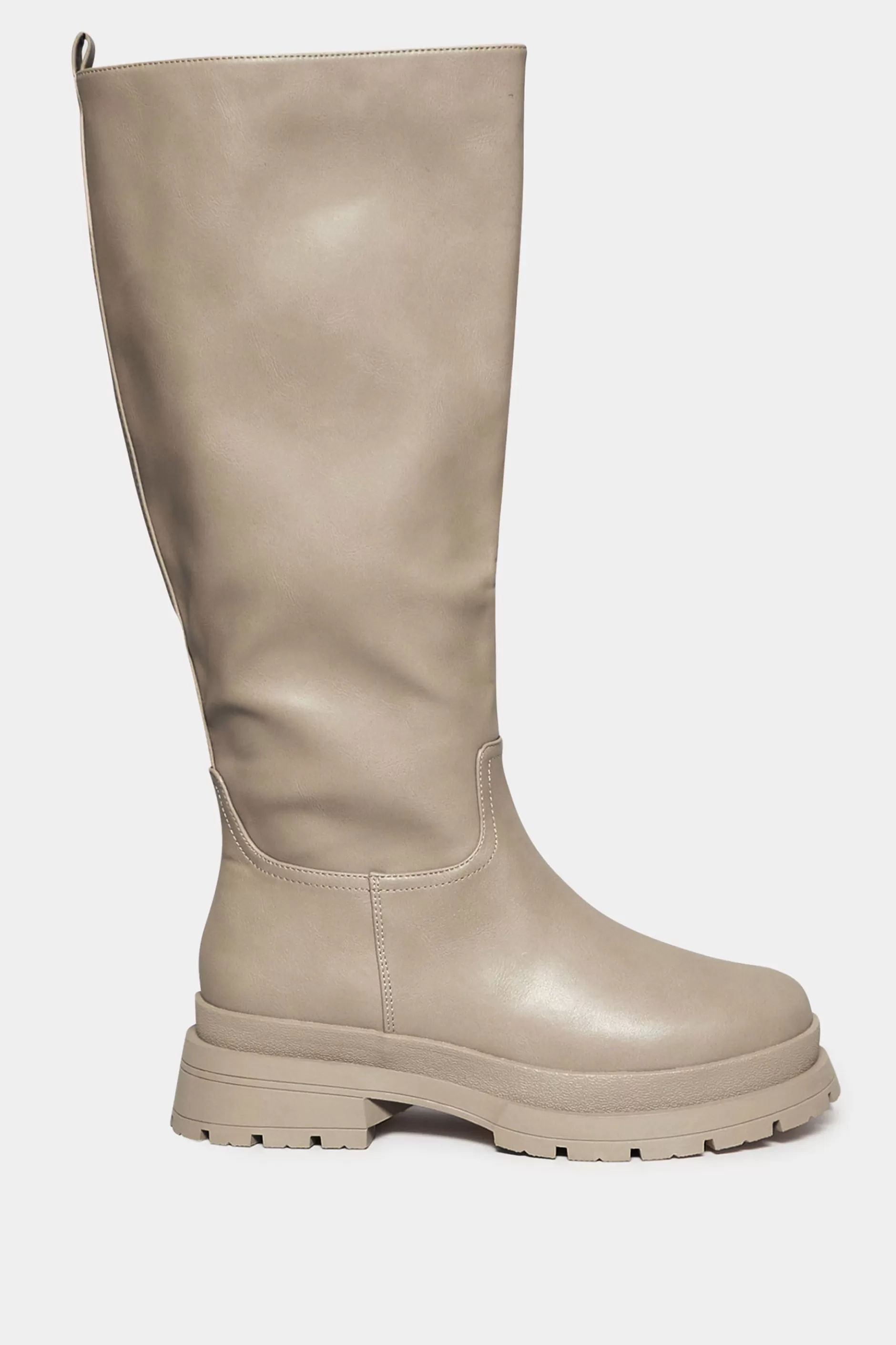 Women M&Co Boots>Yours Yours Limited Collection Beige Brown Faux Leather Knee High Boots In Extra Wide Eee Fit