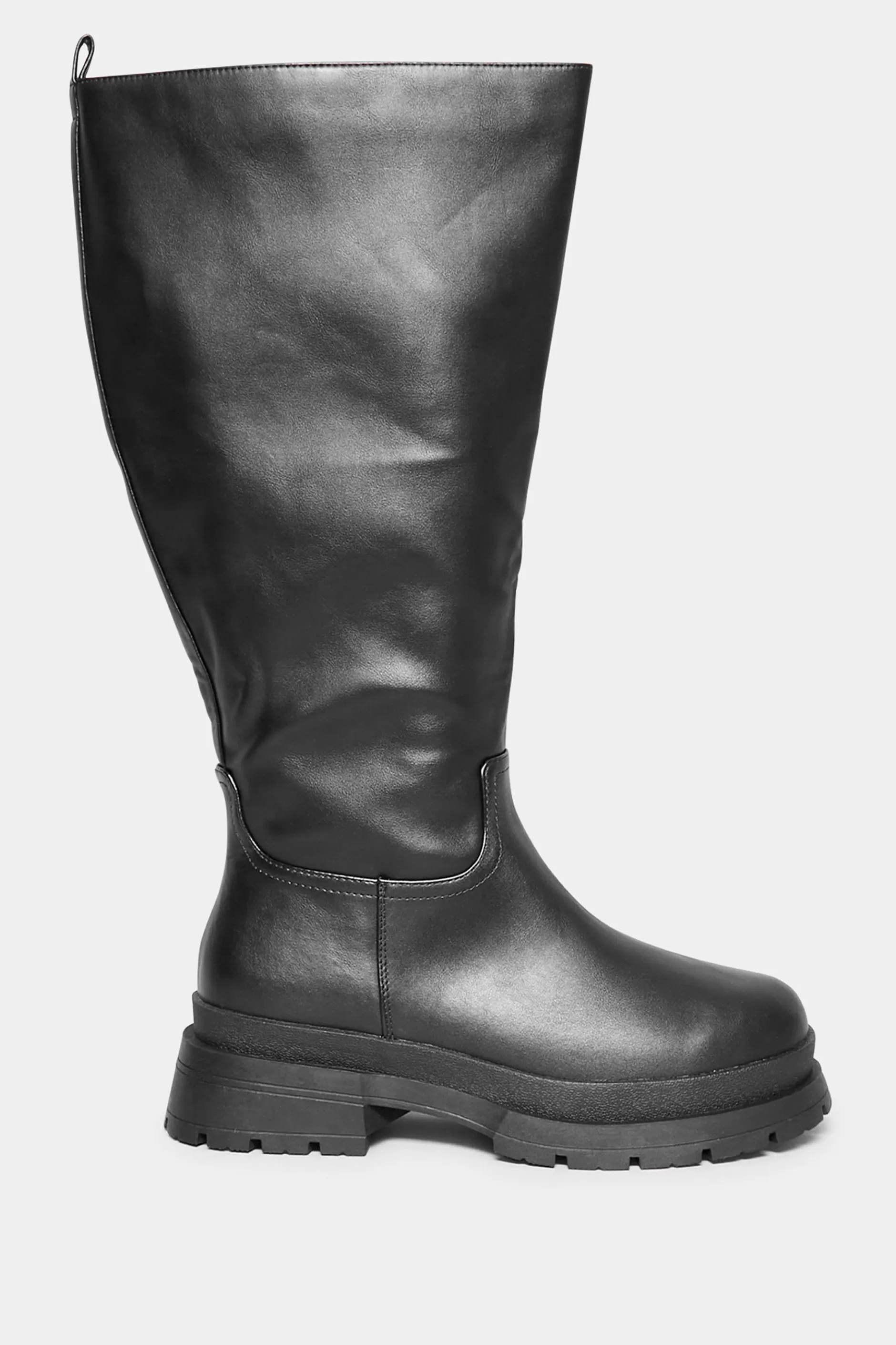Women M&Co Boots>Yours Yours Limited Collection Black Faux Leather Pull On Knee High Boots In Extra Wide Eee Fit