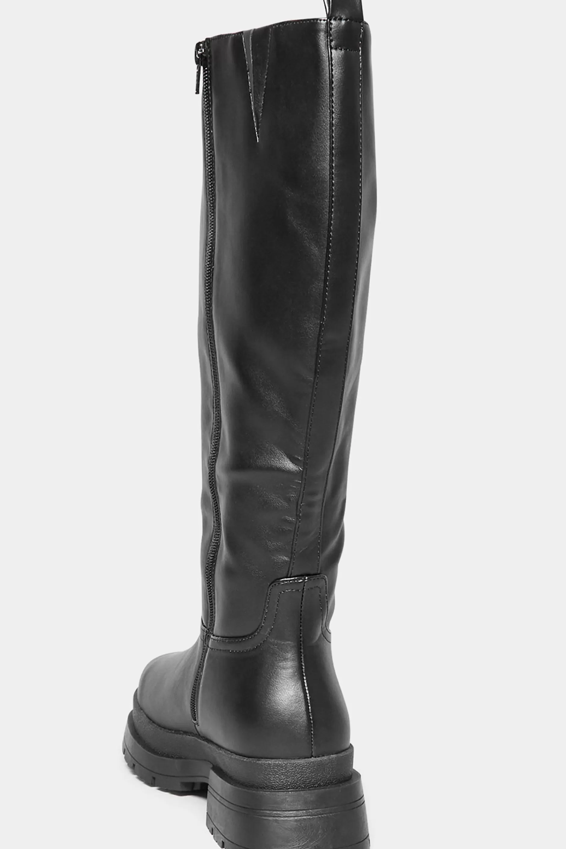 Women M&Co Boots>Yours Yours Limited Collection Black Faux Leather Pull On Knee High Boots In Extra Wide Eee Fit