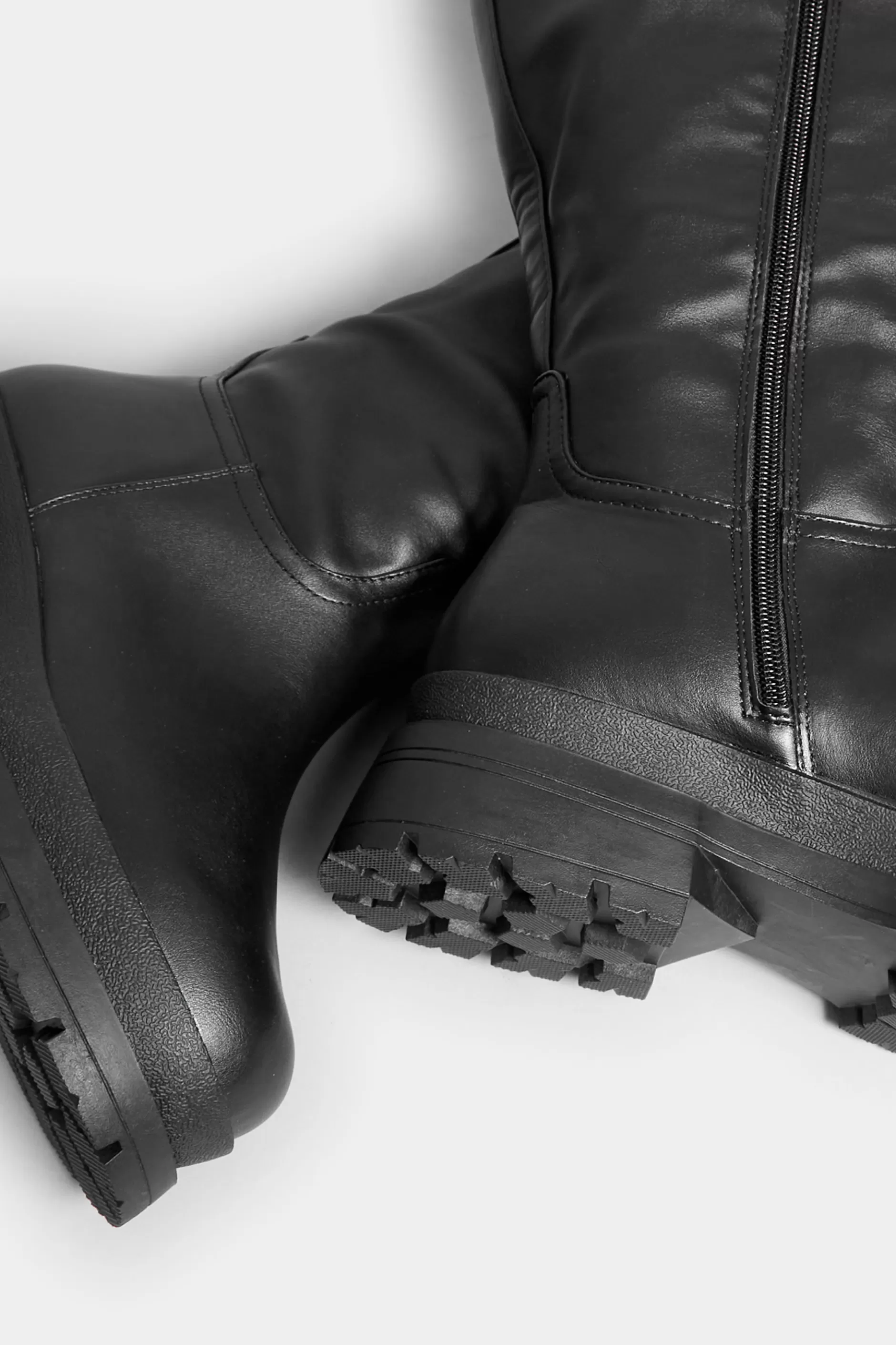 Women M&Co Boots>Yours Yours Limited Collection Black Faux Leather Pull On Knee High Boots In Extra Wide Eee Fit