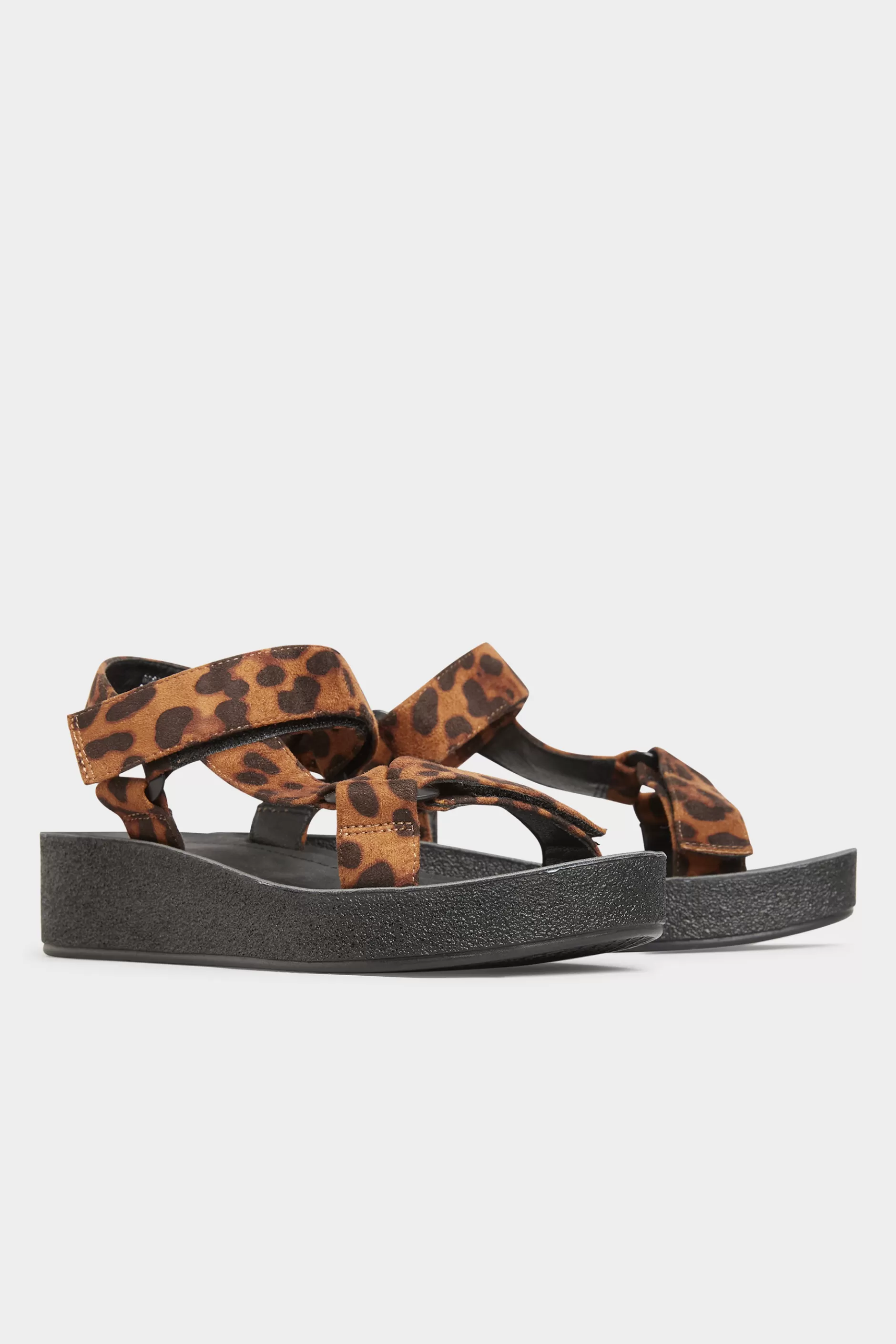 Women M&Co Sandals>Yours Yours Limited Collection Black Leopard Print Sporty Platform Sandals In Extra Wide Eee Fit