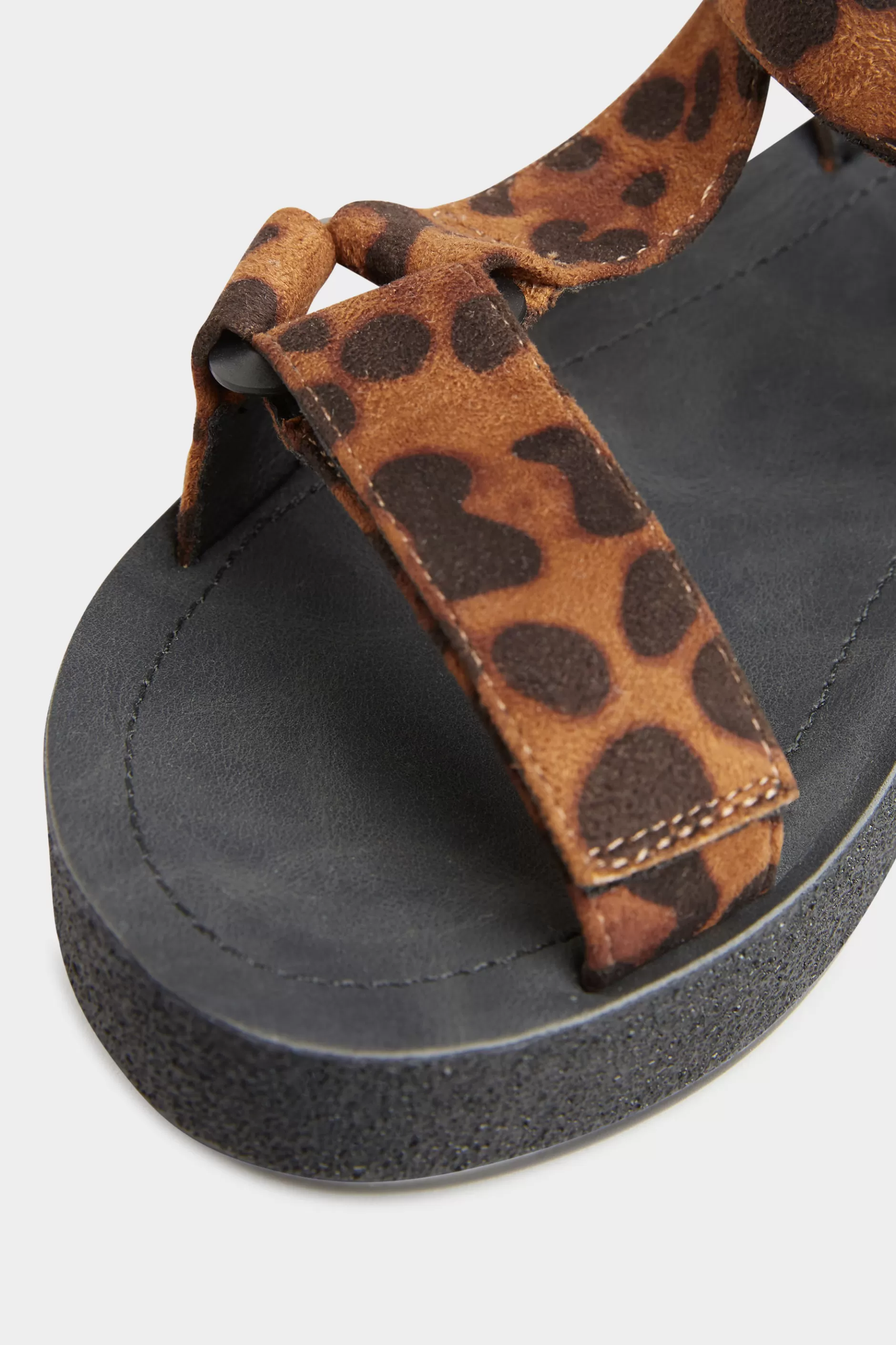Women M&Co Sandals>Yours Yours Limited Collection Black Leopard Print Sporty Platform Sandals In Extra Wide Eee Fit