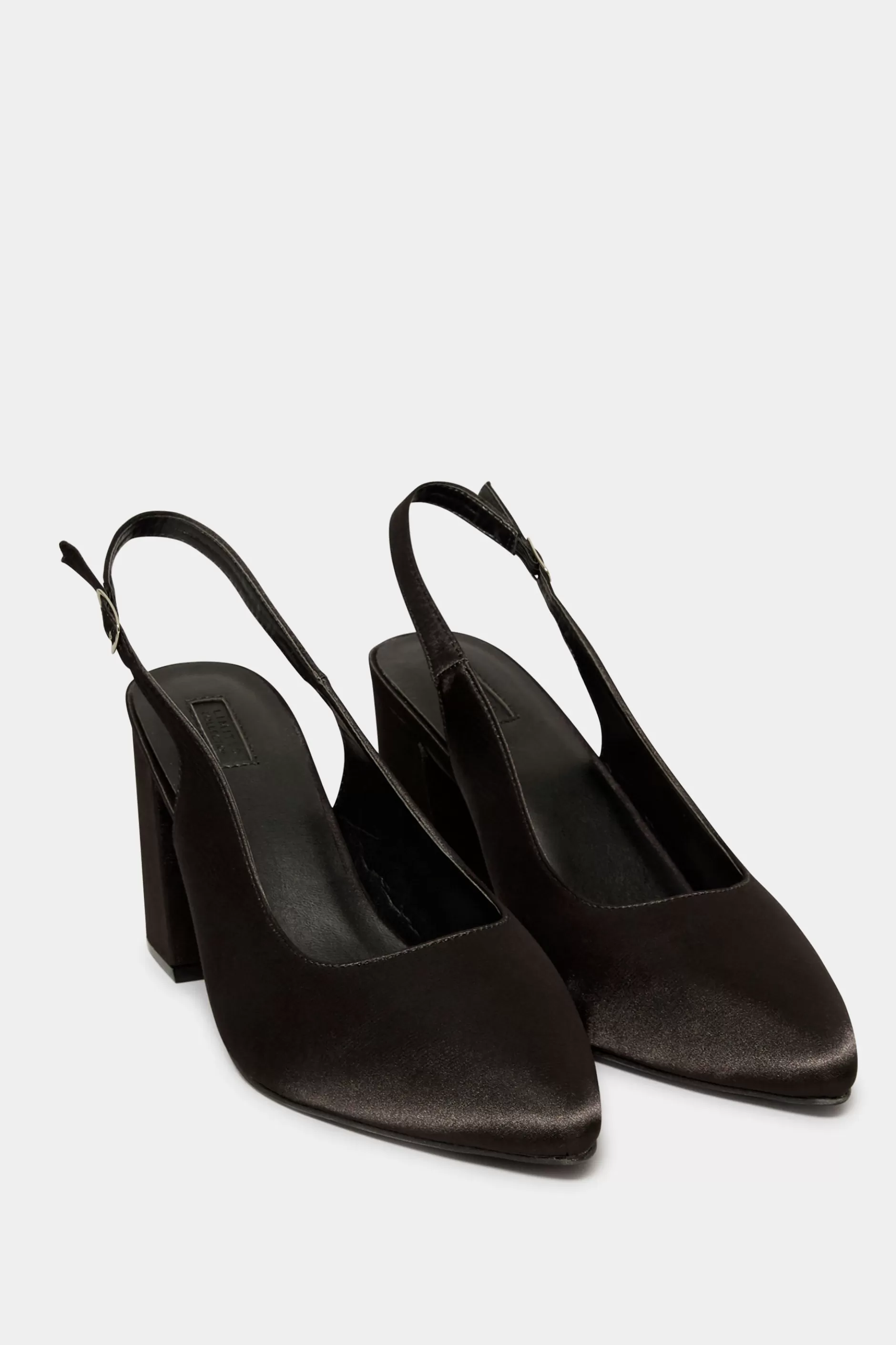 Women M&Co Heels>Yours Yours Limited Collection Black Pointed Block Heel Court Shoes In Wide E Fit & Extra Wide Eee Fit