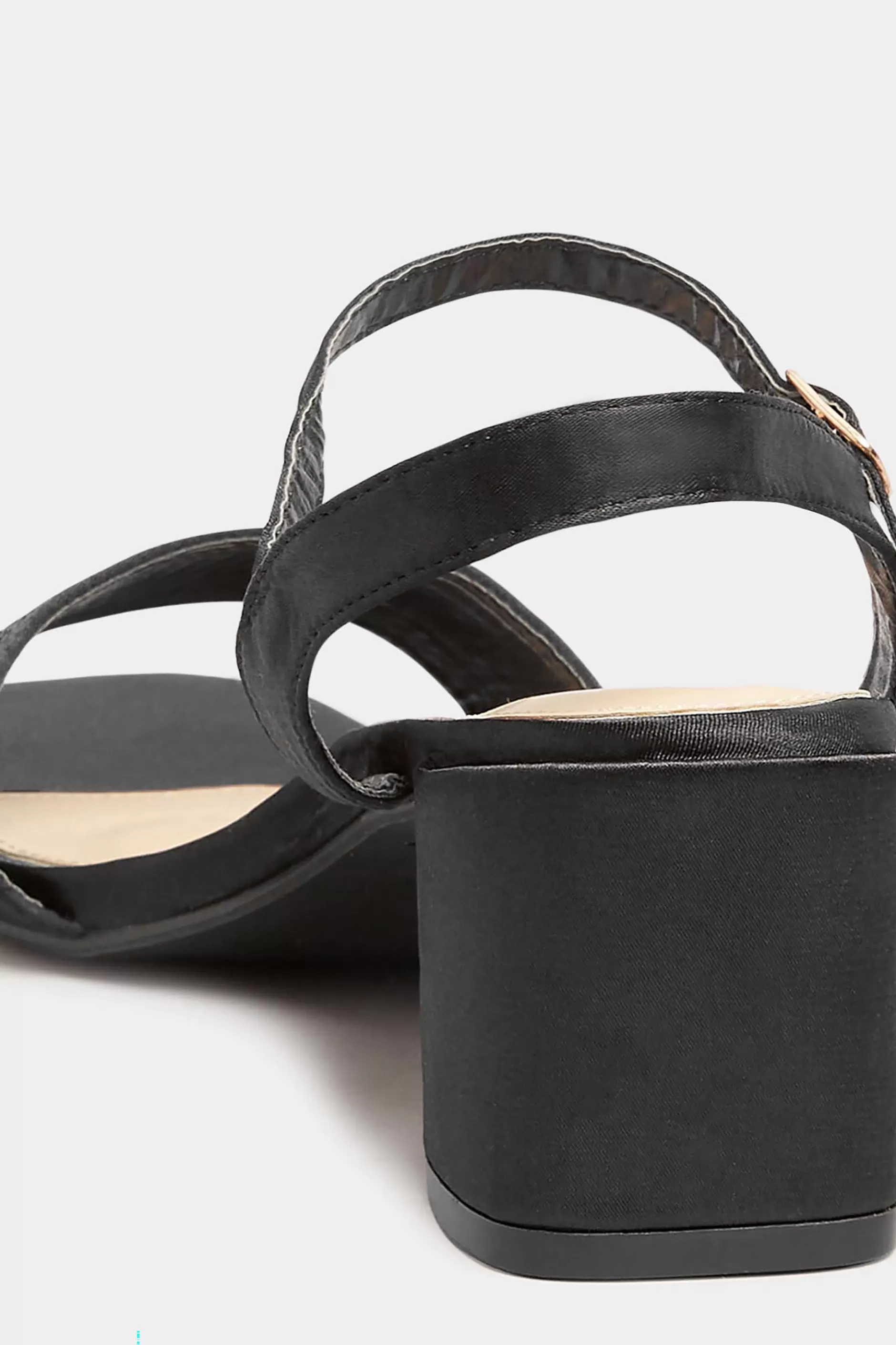 Women M&Co Heels>Yours Yours Limited Collection Black Satin Embellished Block Heel Sandals In Wide E Fit