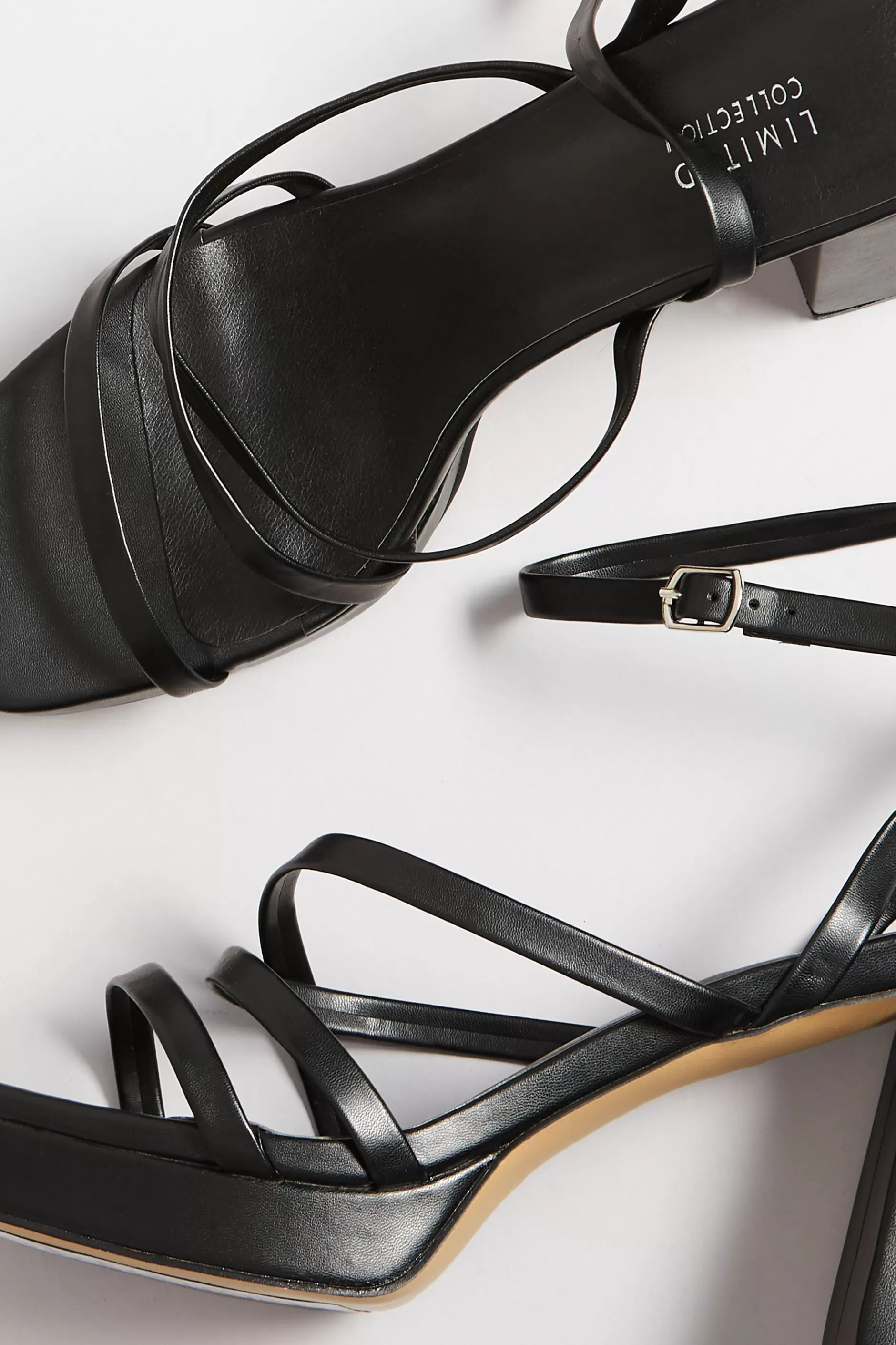 Women M&Co Heels>Yours Yours Limited Collection Black Strappy Faux Leather Platform Block Heel Sandals In Wide E Fit & Extra Wide Eee Fit