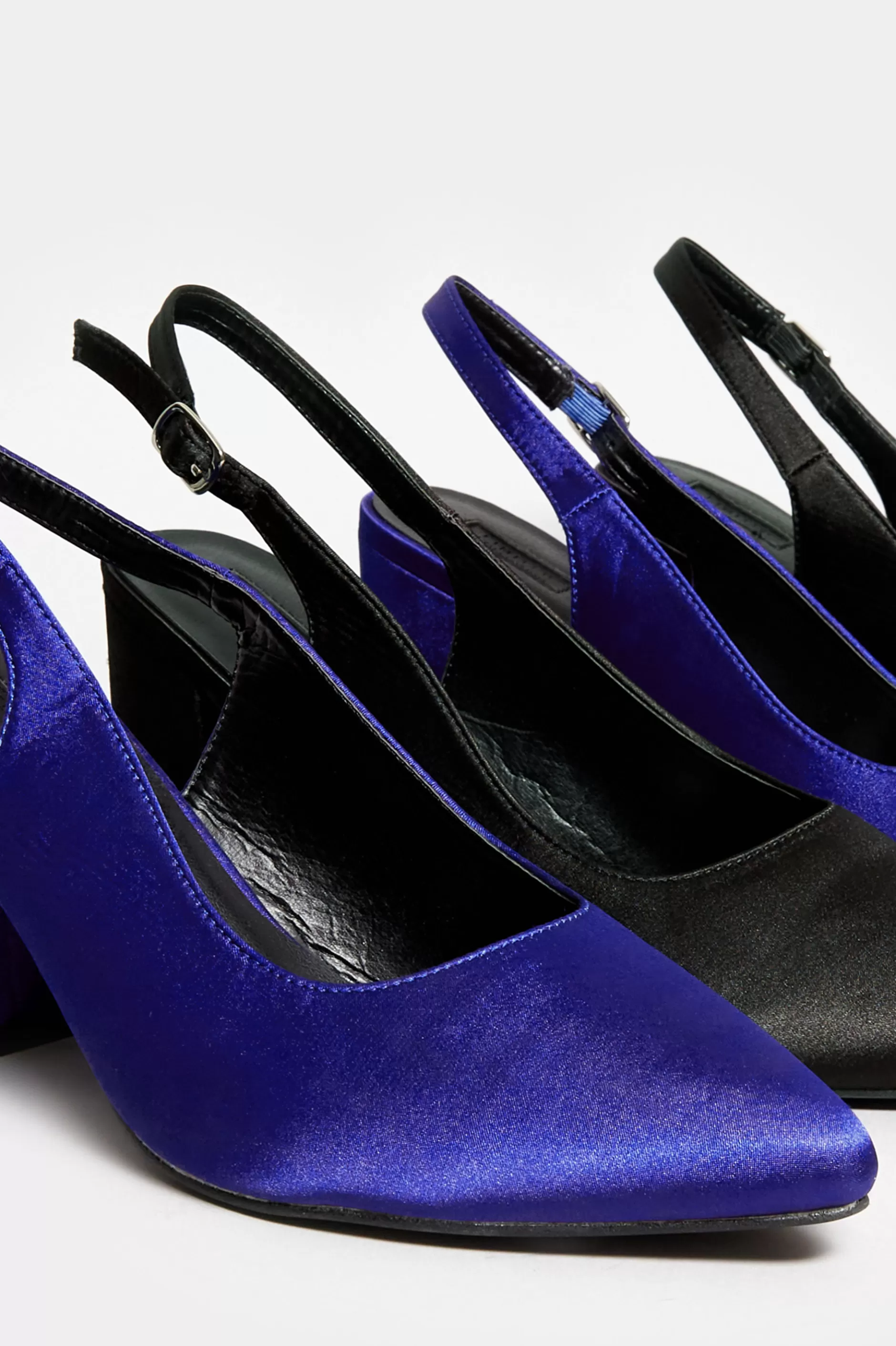 Women M&Co Heels>Yours Yours Limited Collection Cobalt Blue Pointed Block Heel Court Shoes In Wide E Fit & Extra Wide Eee Fit