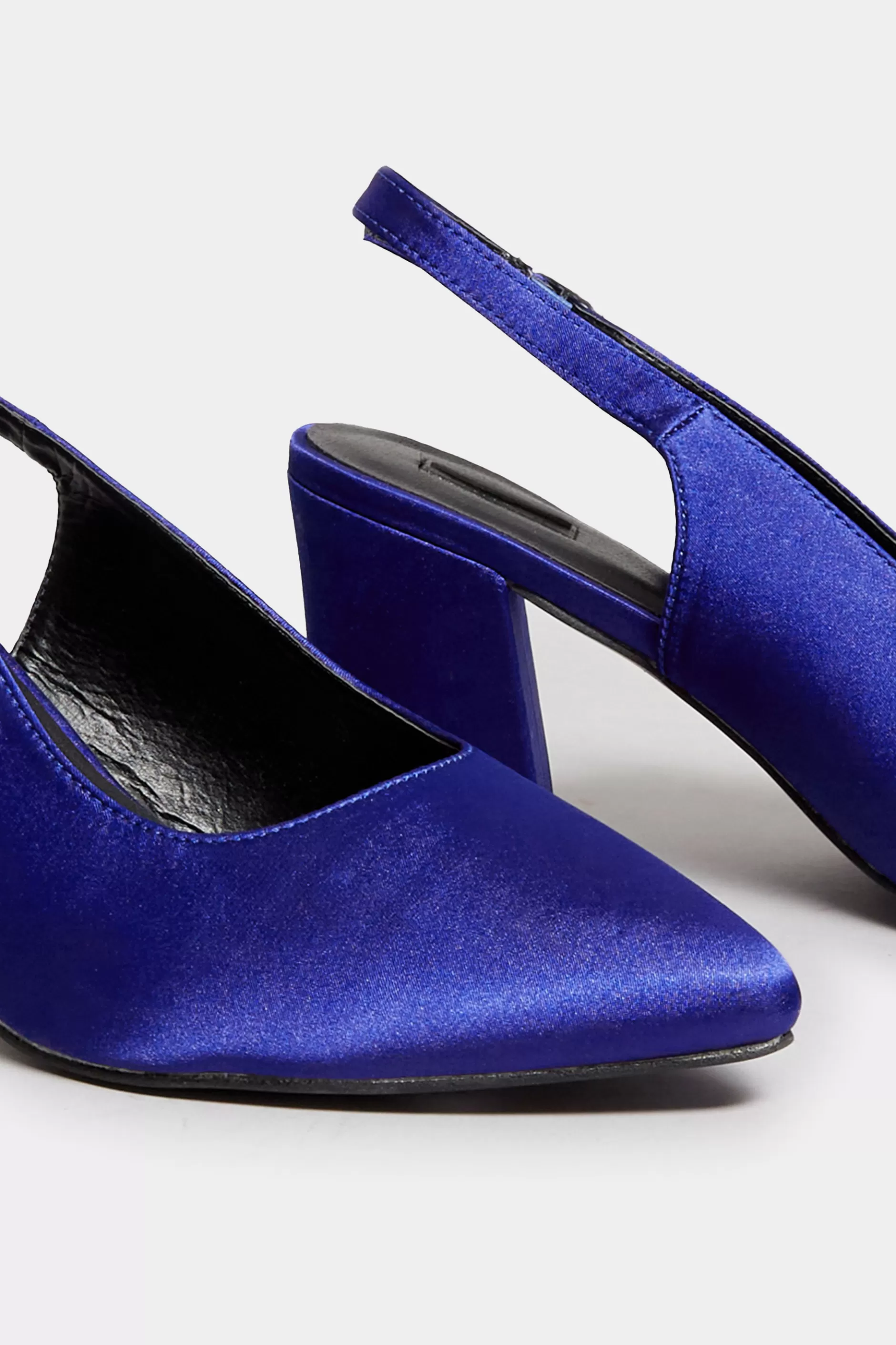 Women M&Co Heels>Yours Yours Limited Collection Cobalt Blue Pointed Block Heel Court Shoes In Wide E Fit & Extra Wide Eee Fit