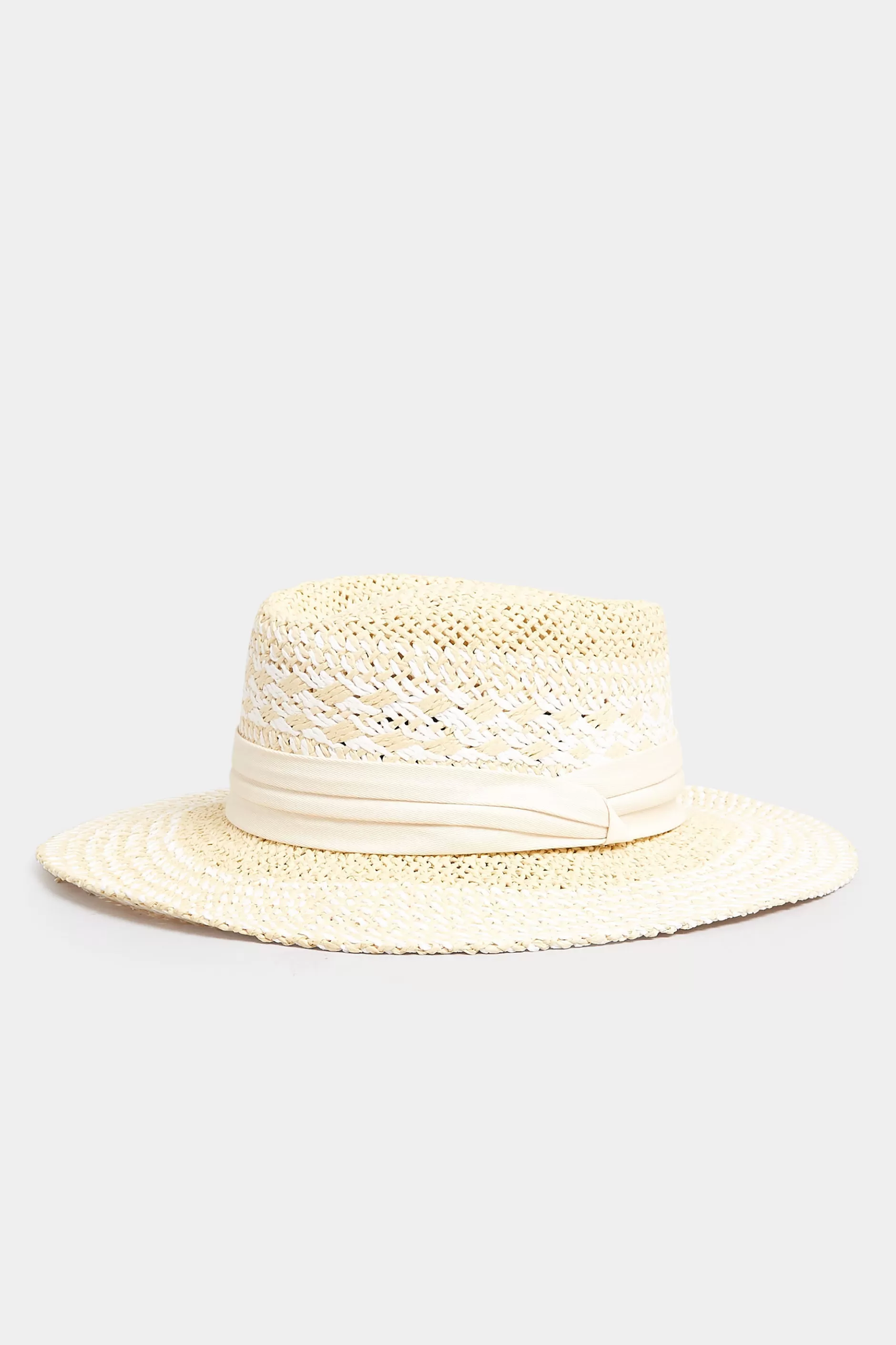 Women M&Co Hats>Yours Yours Natural Brown & White Contrast Straw Boater Hat