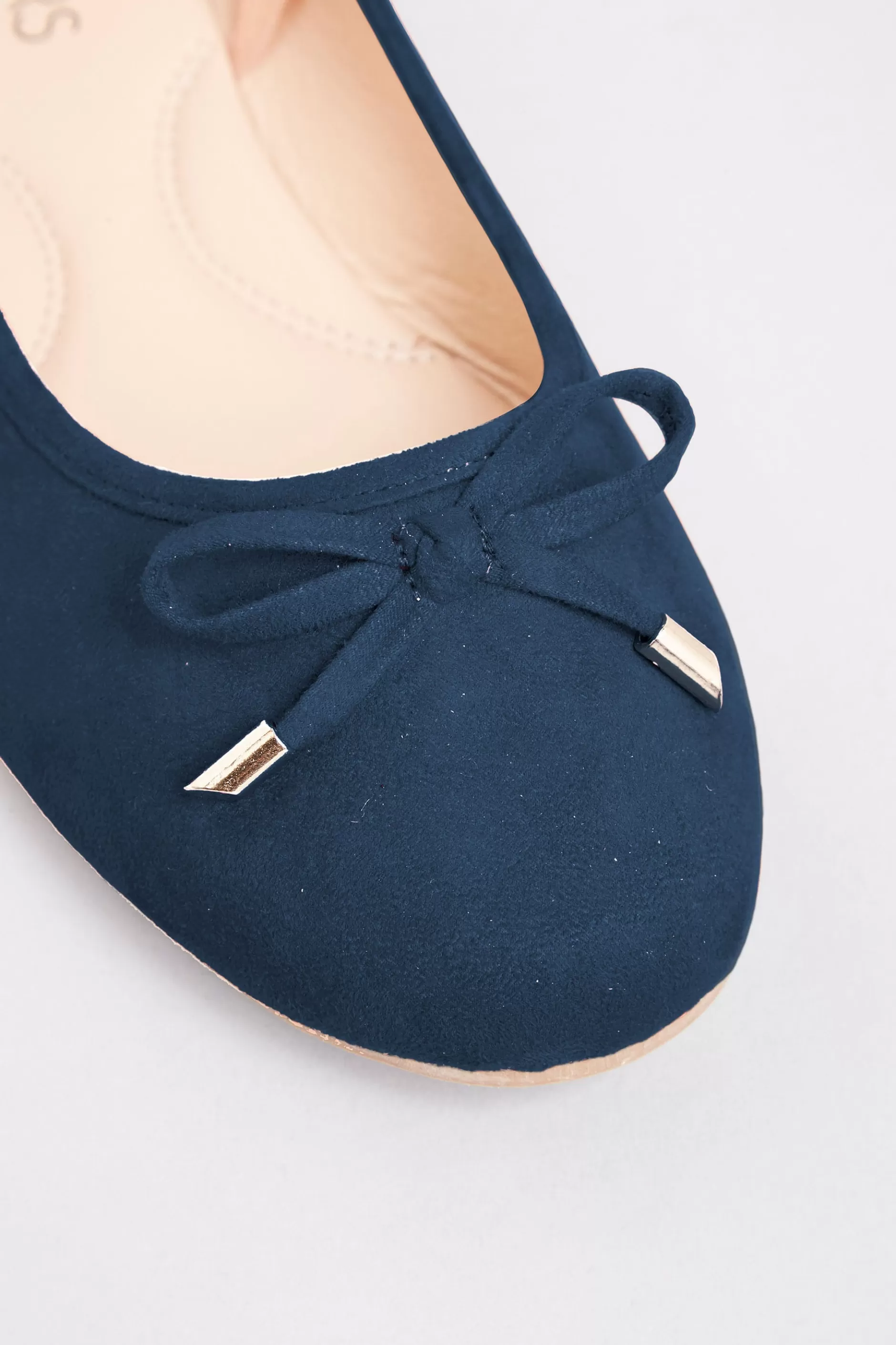 Women M&Co Flat Shoes>Yours Yours Navy Blue Ballerina Pumps In Wide E Fit & Extra Wide Eee Fit