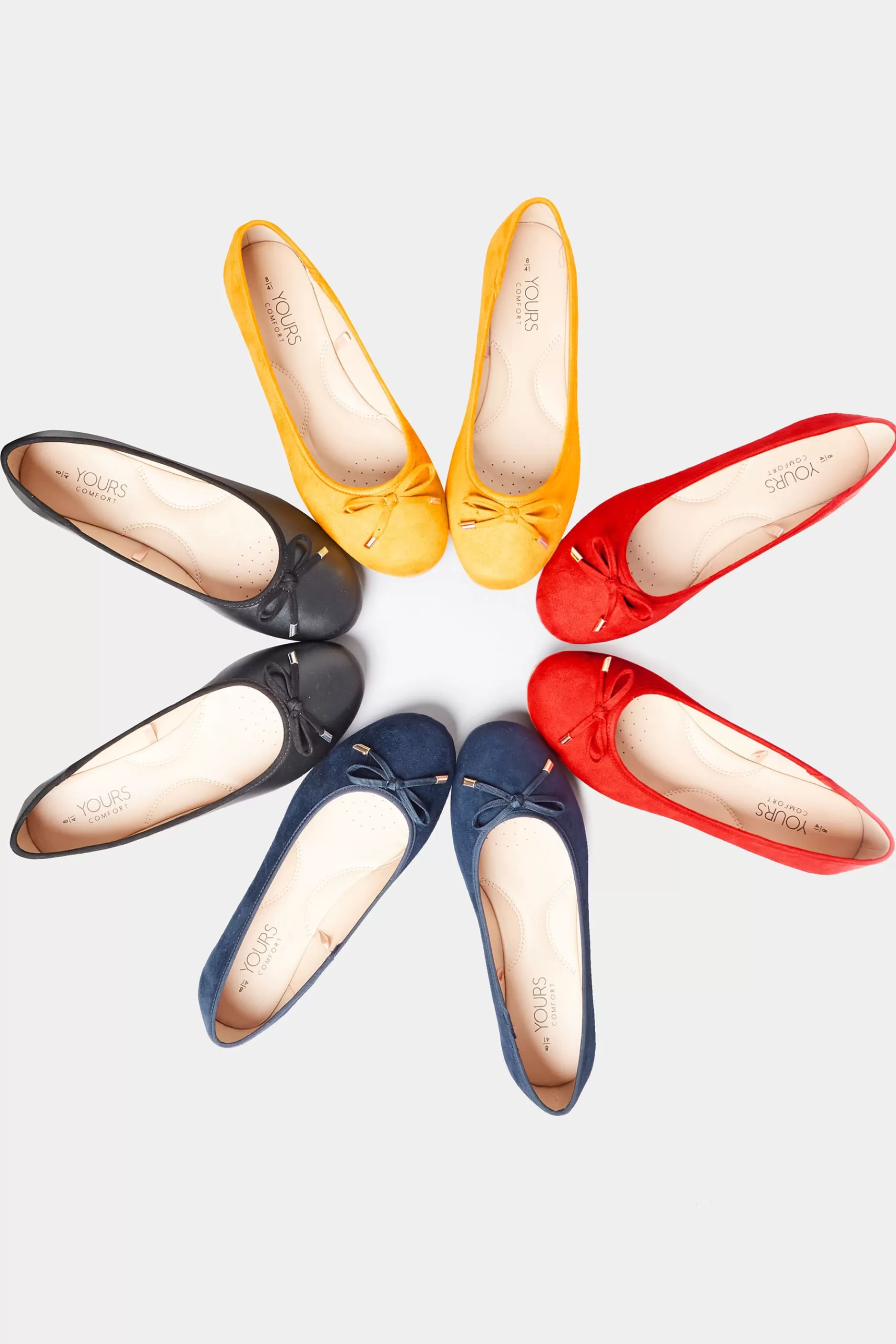 Women M&Co Flat Shoes>Yours Yours Navy Blue Ballerina Pumps In Wide E Fit & Extra Wide Eee Fit