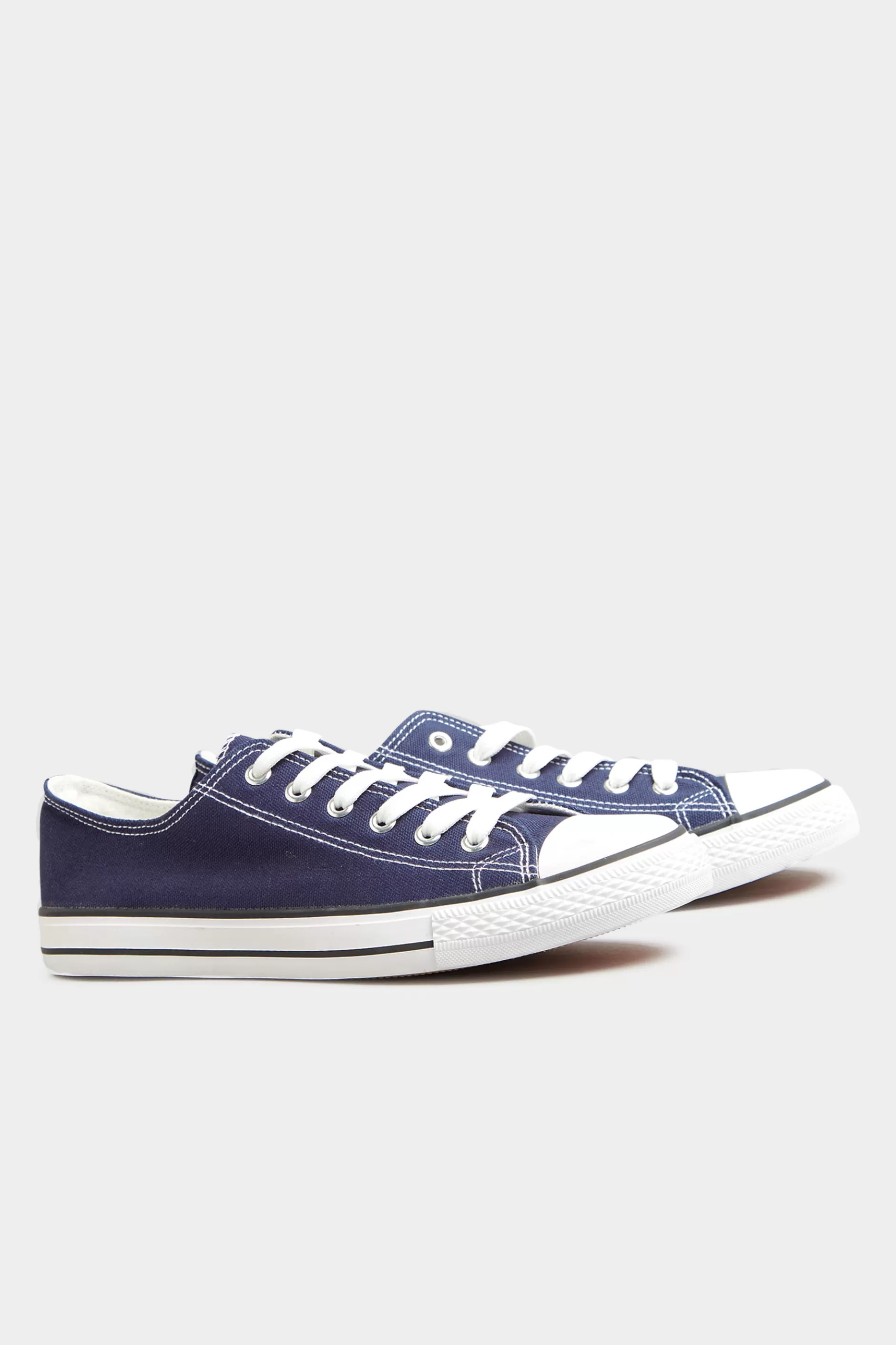 Women M&Co Flat Shoes>Yours Yours Navy Blue Low Canvas Trainer In Wide E Fit