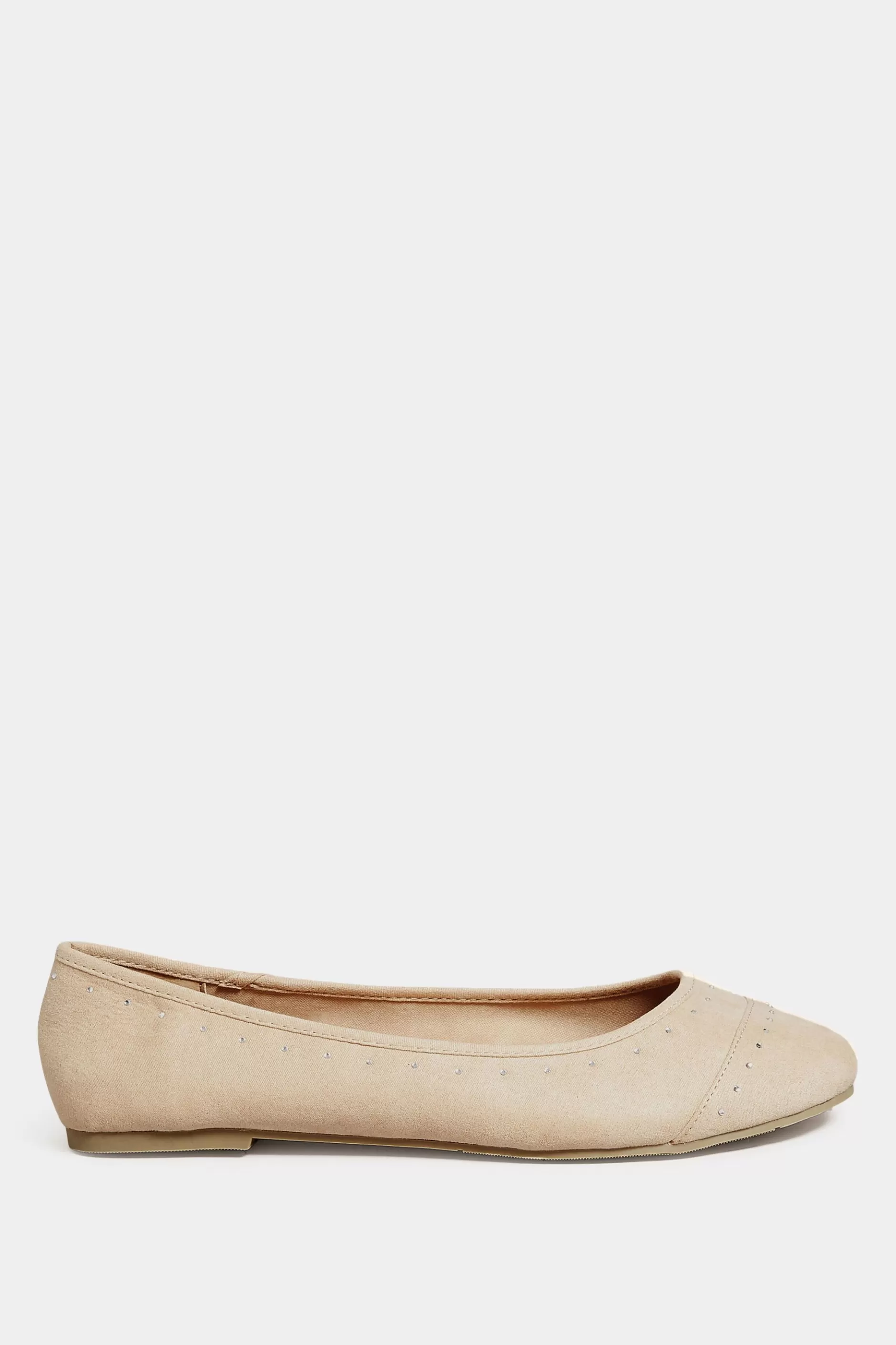 Women M&Co Flat Shoes>Yours Yours Nude Diamante Ballet Shoes In Wide E Fit & Extra Wide Eee Fit