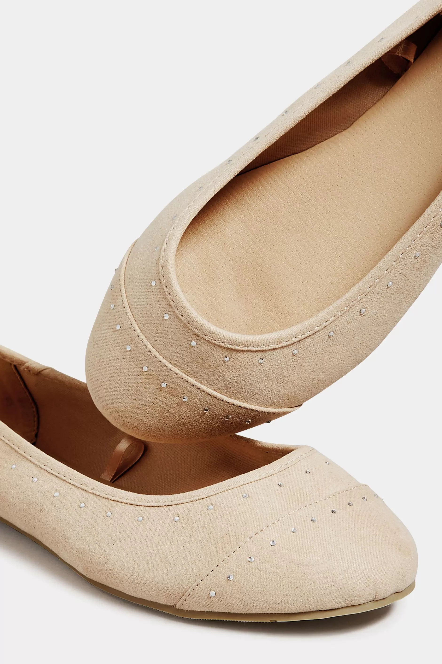 Women M&Co Flat Shoes>Yours Yours Nude Diamante Ballet Shoes In Wide E Fit & Extra Wide Eee Fit