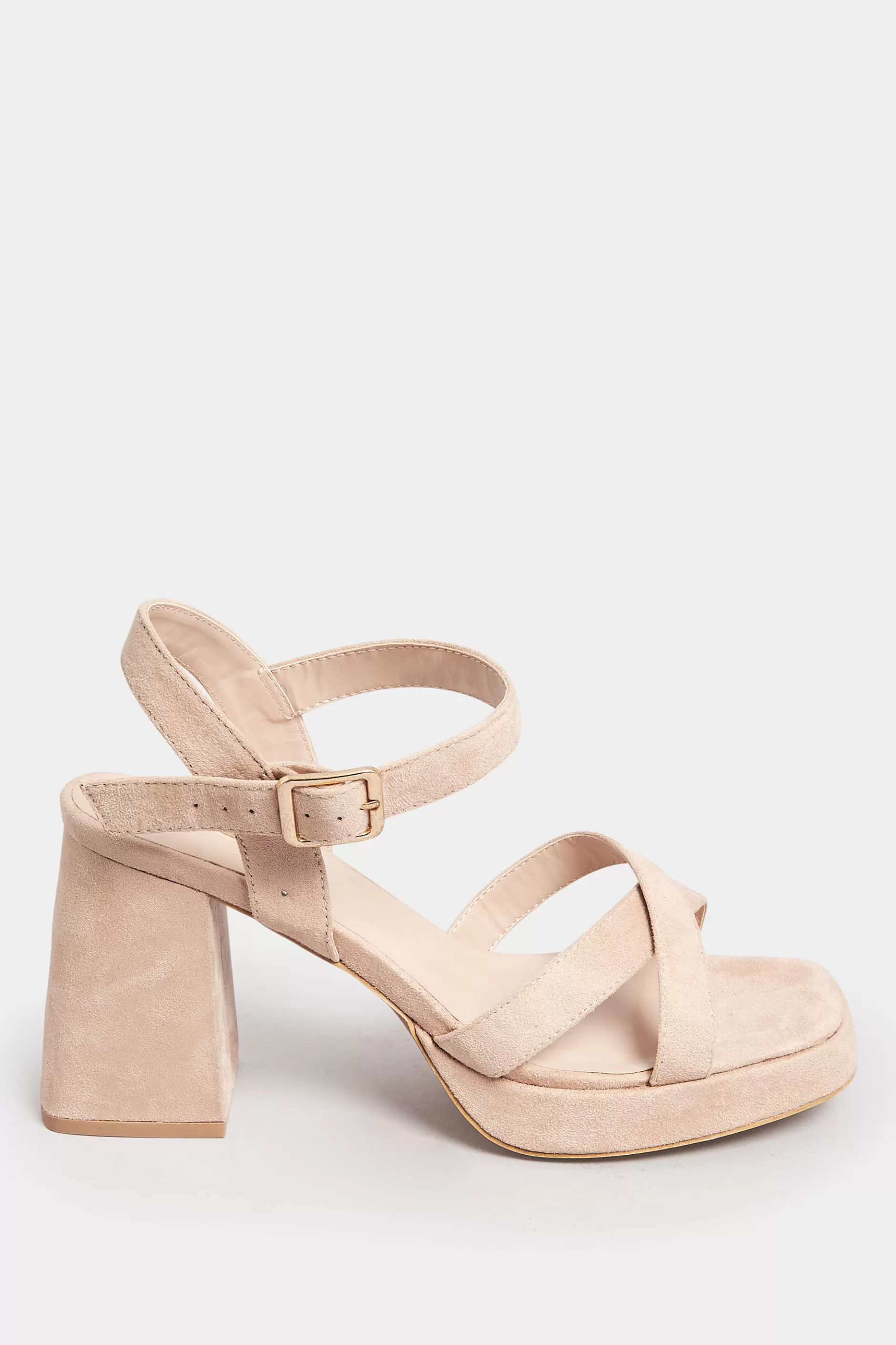 Women M&Co Heels>Yours Yours Nude Platform Flat Sandal Heels In Wide E Fit & Extra Wide Eee Fit