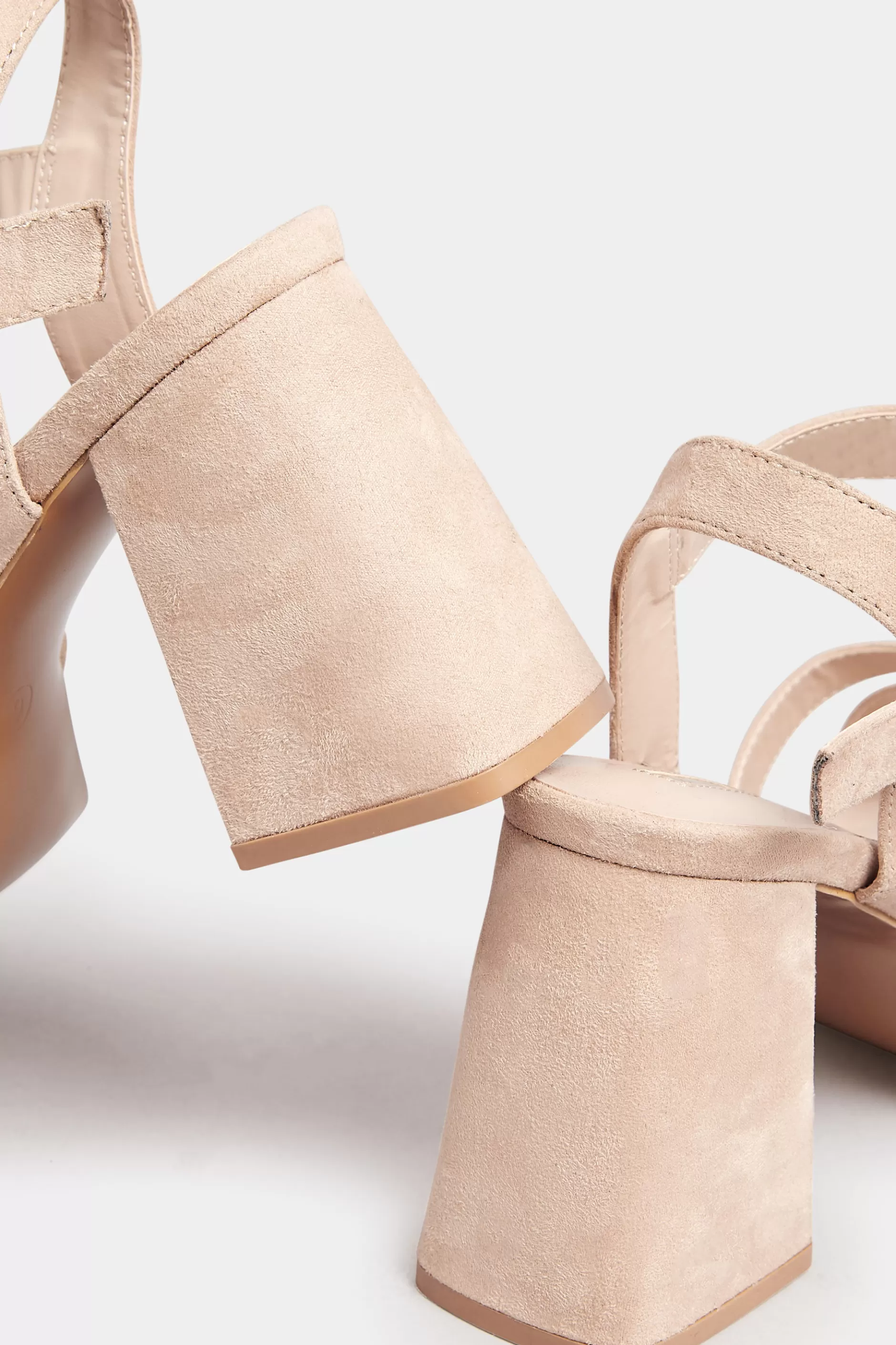 Women M&Co Heels>Yours Yours Nude Platform Flat Sandal Heels In Wide E Fit & Extra Wide Eee Fit