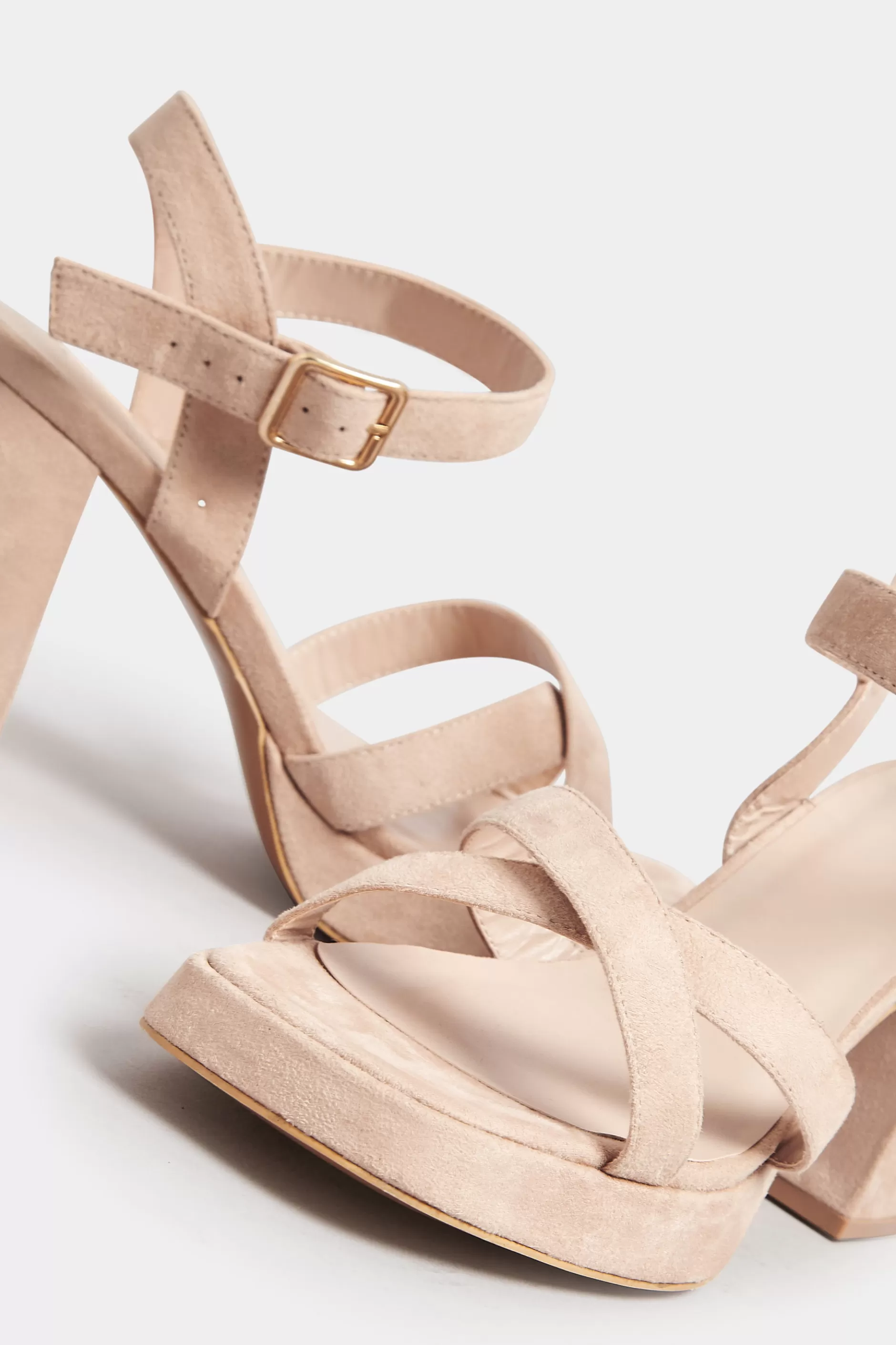 Women M&Co Heels>Yours Yours Nude Platform Flat Sandal Heels In Wide E Fit & Extra Wide Eee Fit