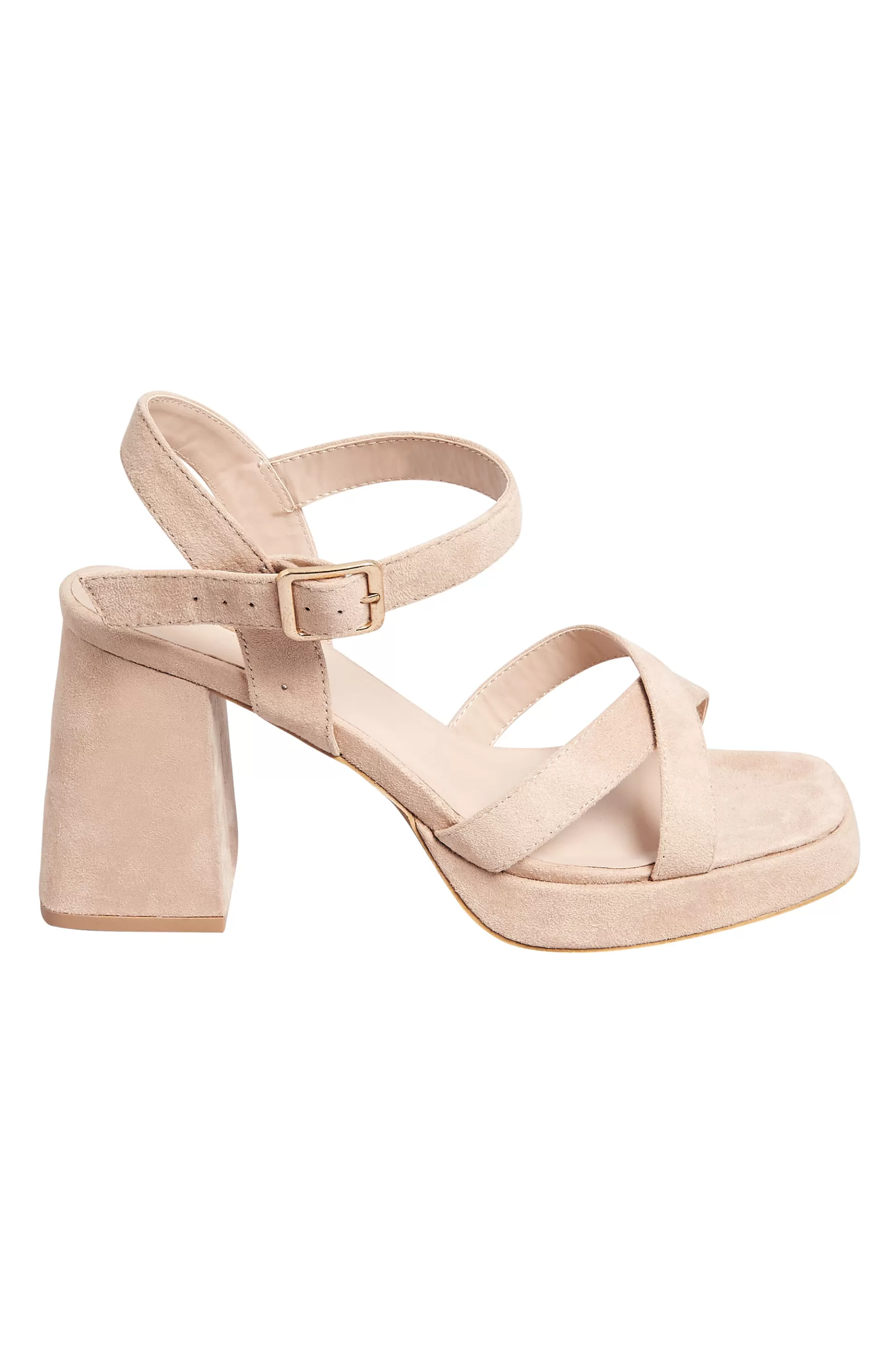 Women M&Co Heels>Yours Yours Nude Platform Flat Sandal Heels In Wide E Fit & Extra Wide Eee Fit