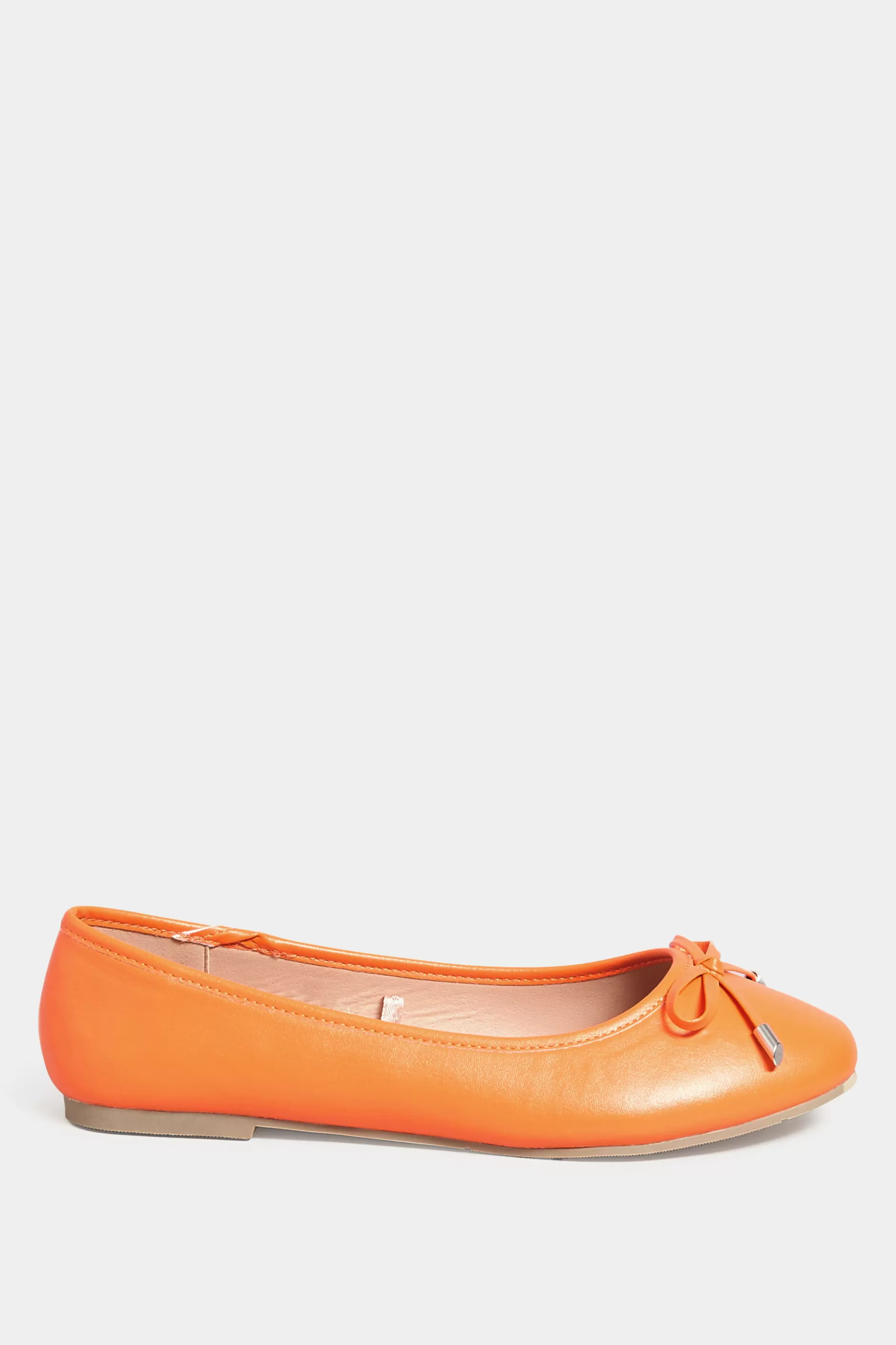 Women M&Co Flat Shoes>Yours Yours Orange Ballerina Pumps In Wide E Fit & Extra Wide Eee Fit