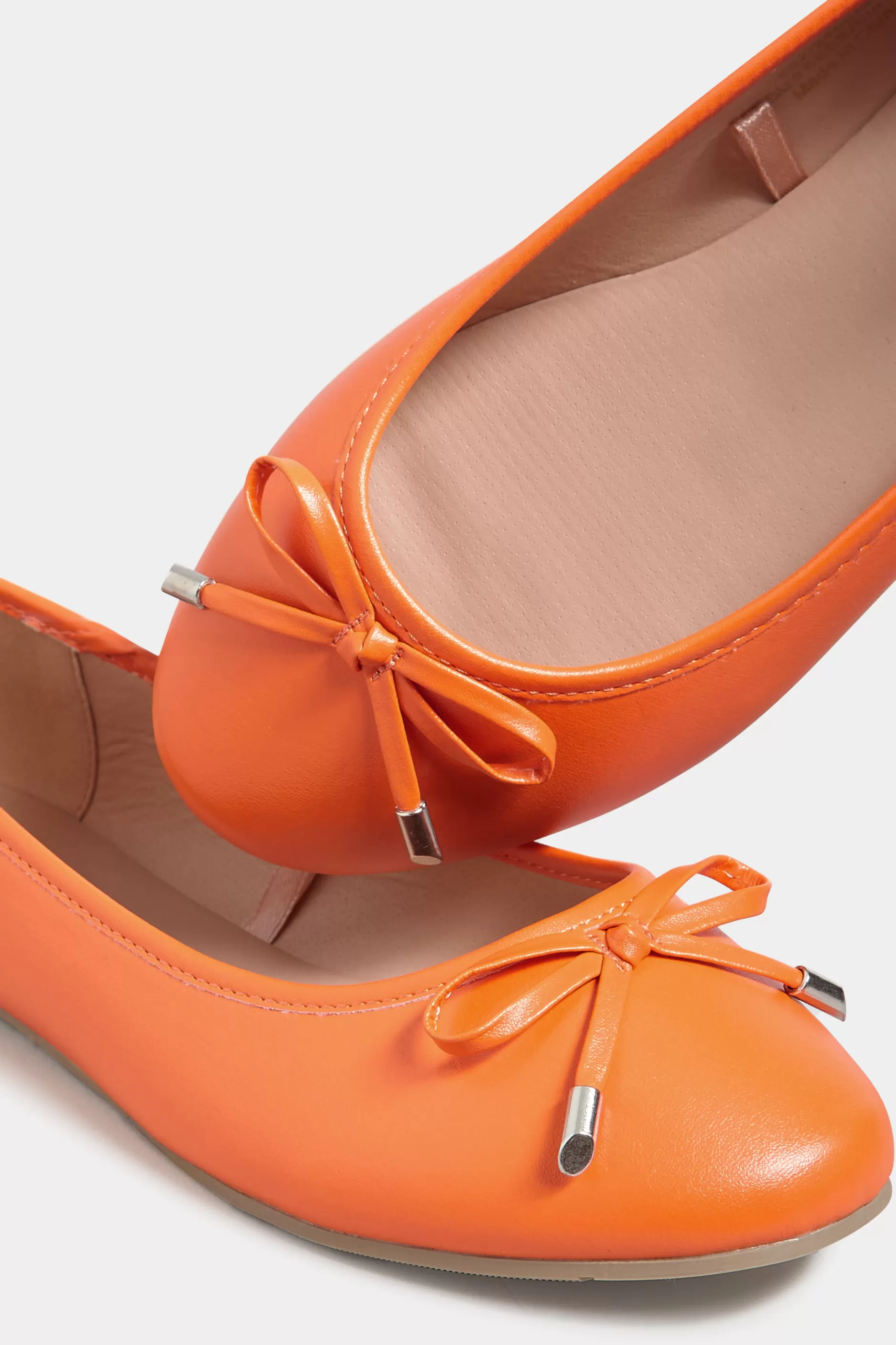 Women M&Co Flat Shoes>Yours Yours Orange Ballerina Pumps In Wide E Fit & Extra Wide Eee Fit