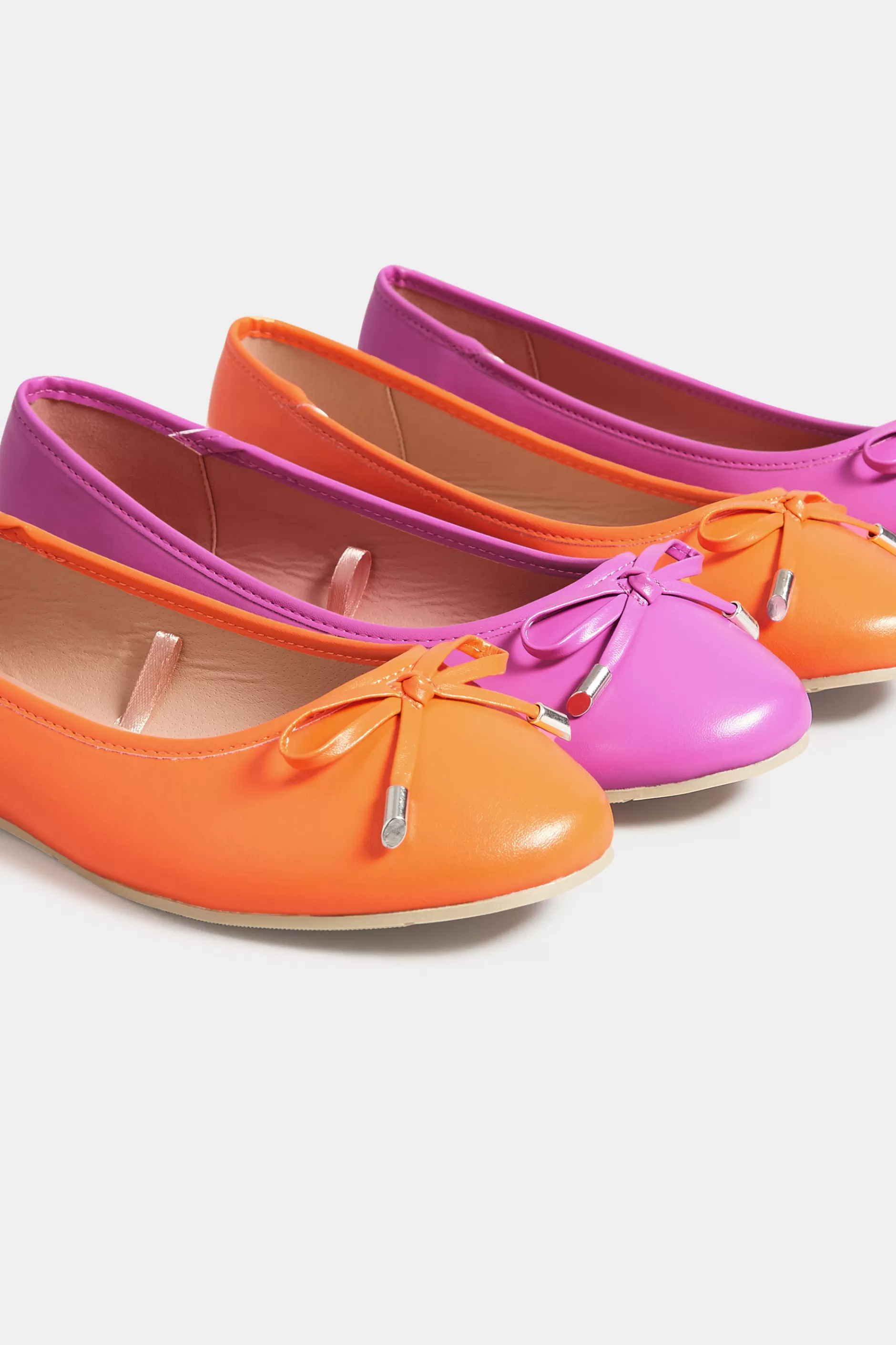 Women M&Co Flat Shoes>Yours Yours Orange Ballerina Pumps In Wide E Fit & Extra Wide Eee Fit