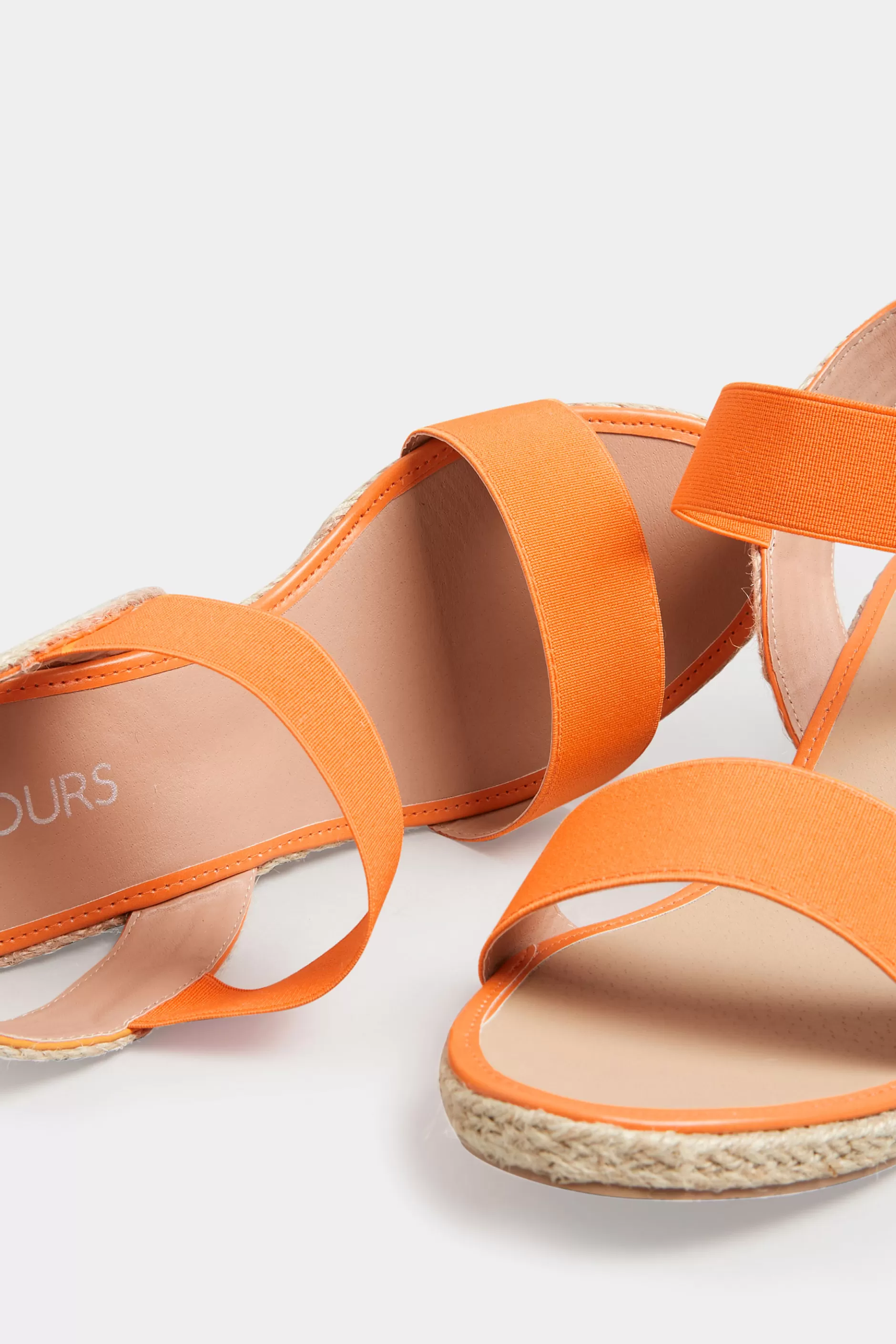 Women M&Co Sandals>Yours Yours Orange Espadrille Wedges In Wide E Fit & Extra Wide Eee Fit