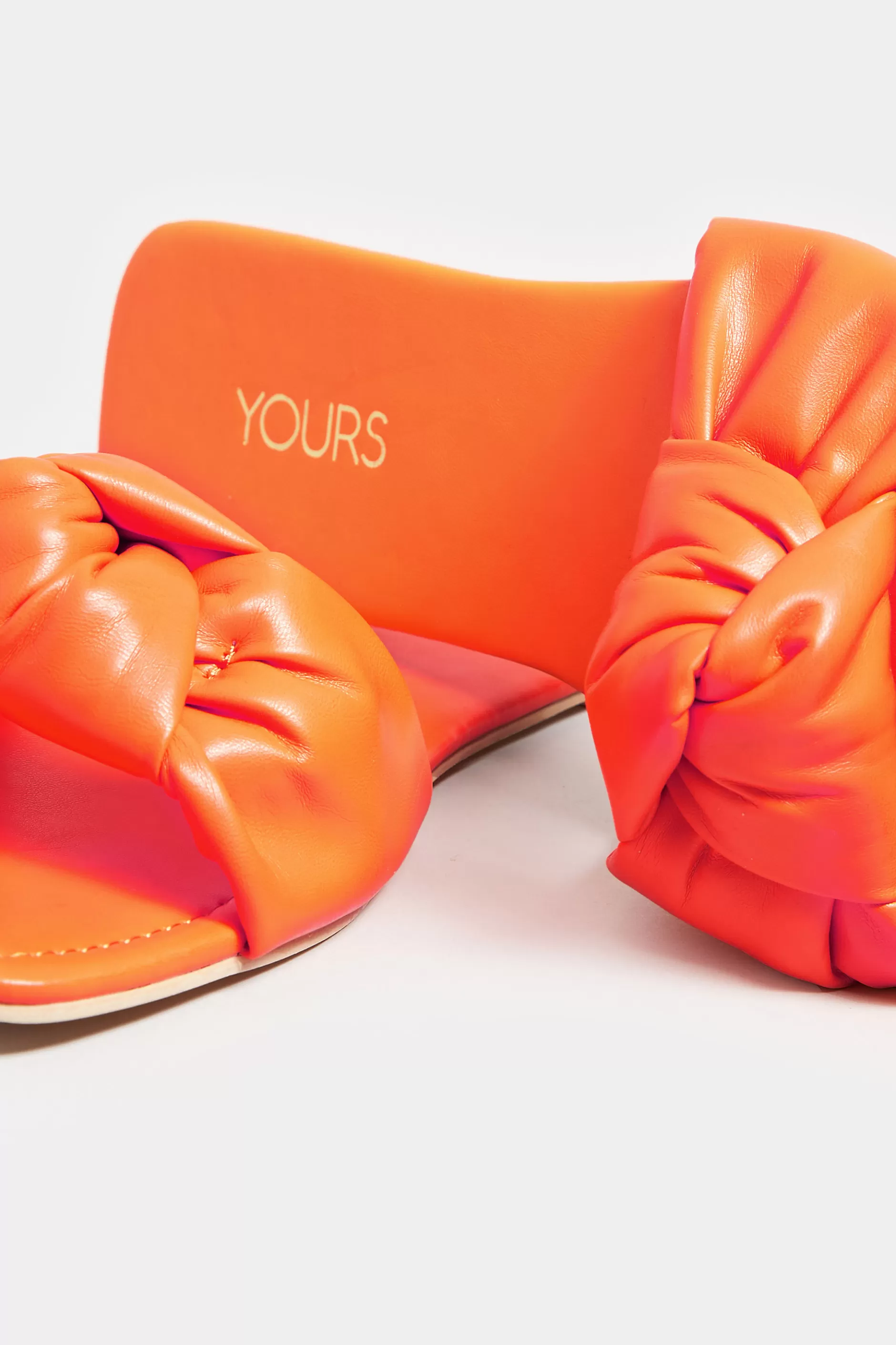 Women M&Co Sandals>Yours Yours Orange Knot Mule Sandals In Extra Wide Eee Fit