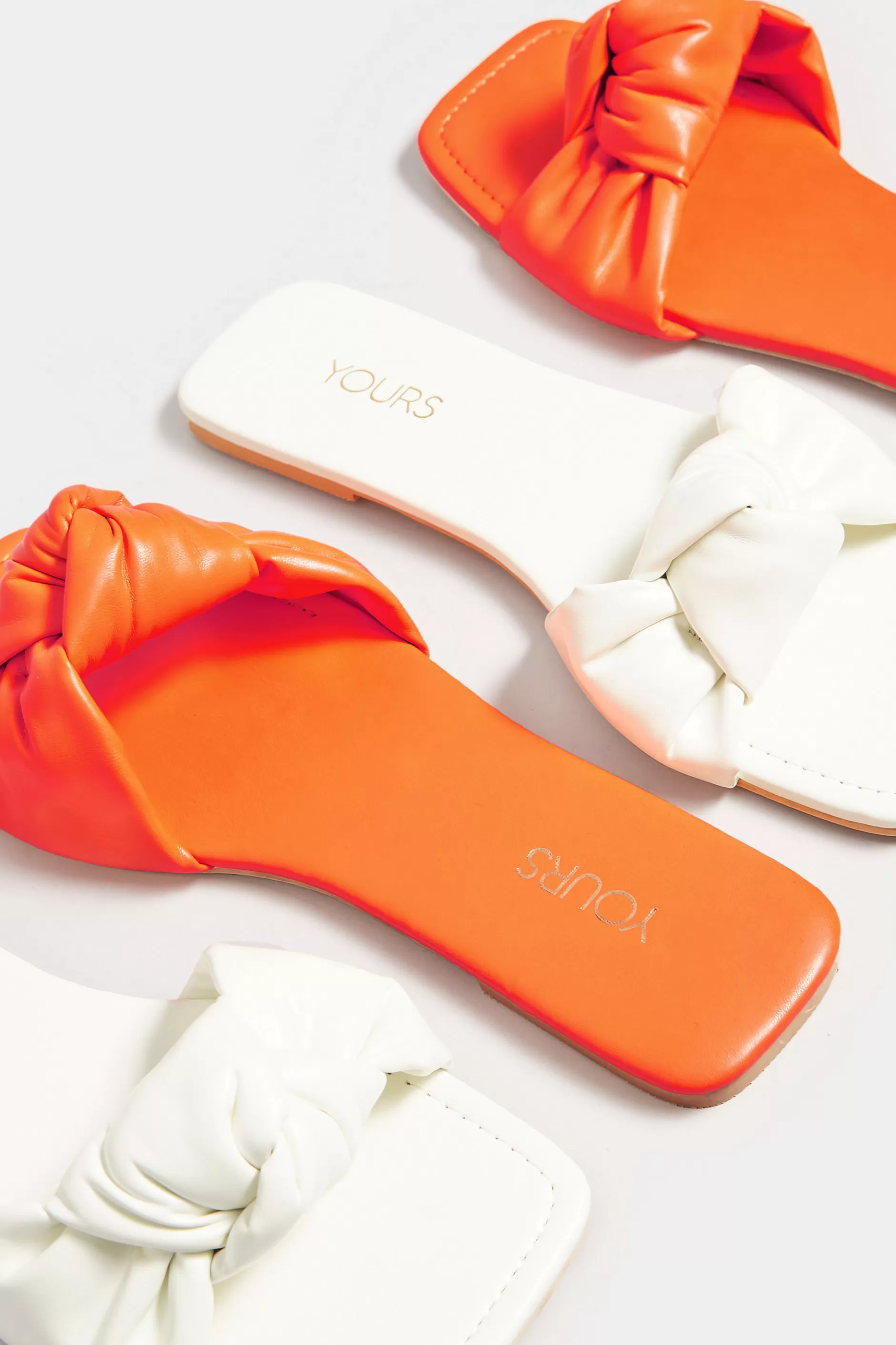 Women M&Co Sandals>Yours Yours Orange Knot Mule Sandals In Extra Wide Eee Fit