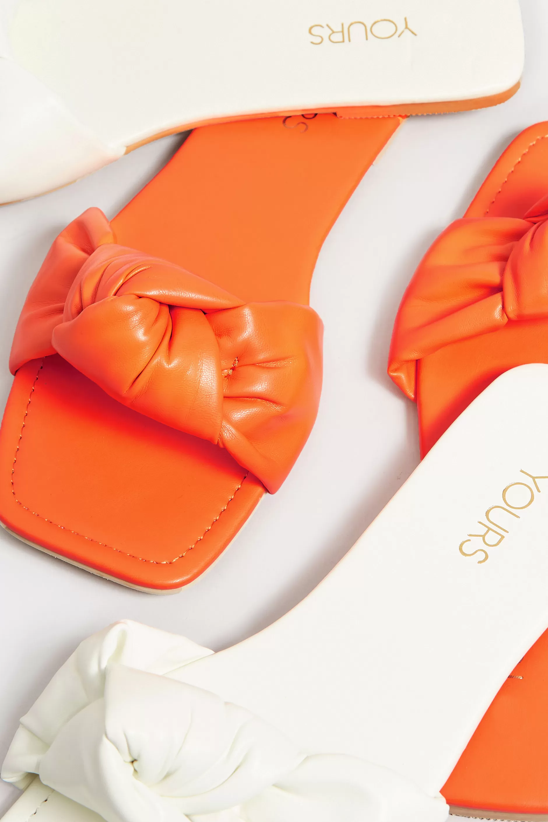 Women M&Co Sandals>Yours Yours Orange Knot Mule Sandals In Extra Wide Eee Fit