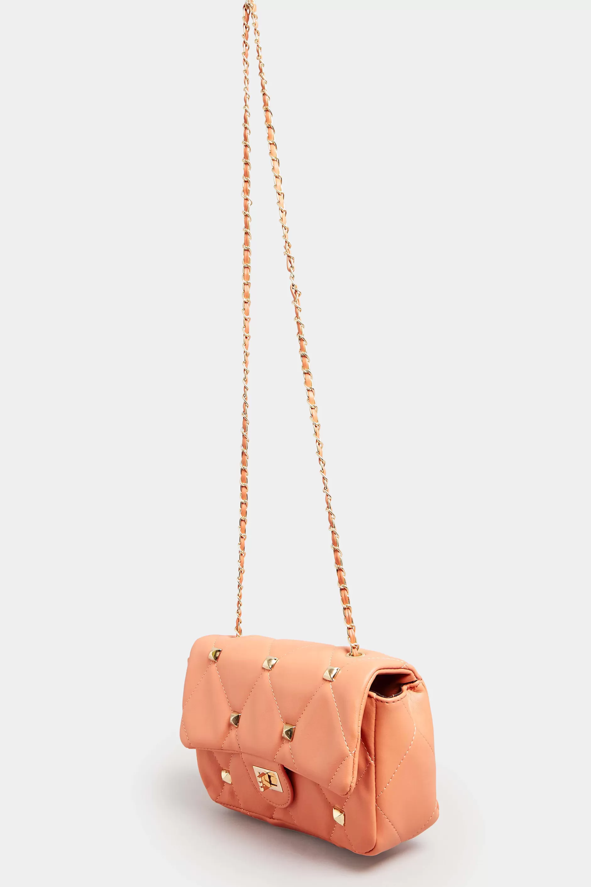 Women M&Co Bags>Yours Yours Orange Studded Quilted Chain Bag