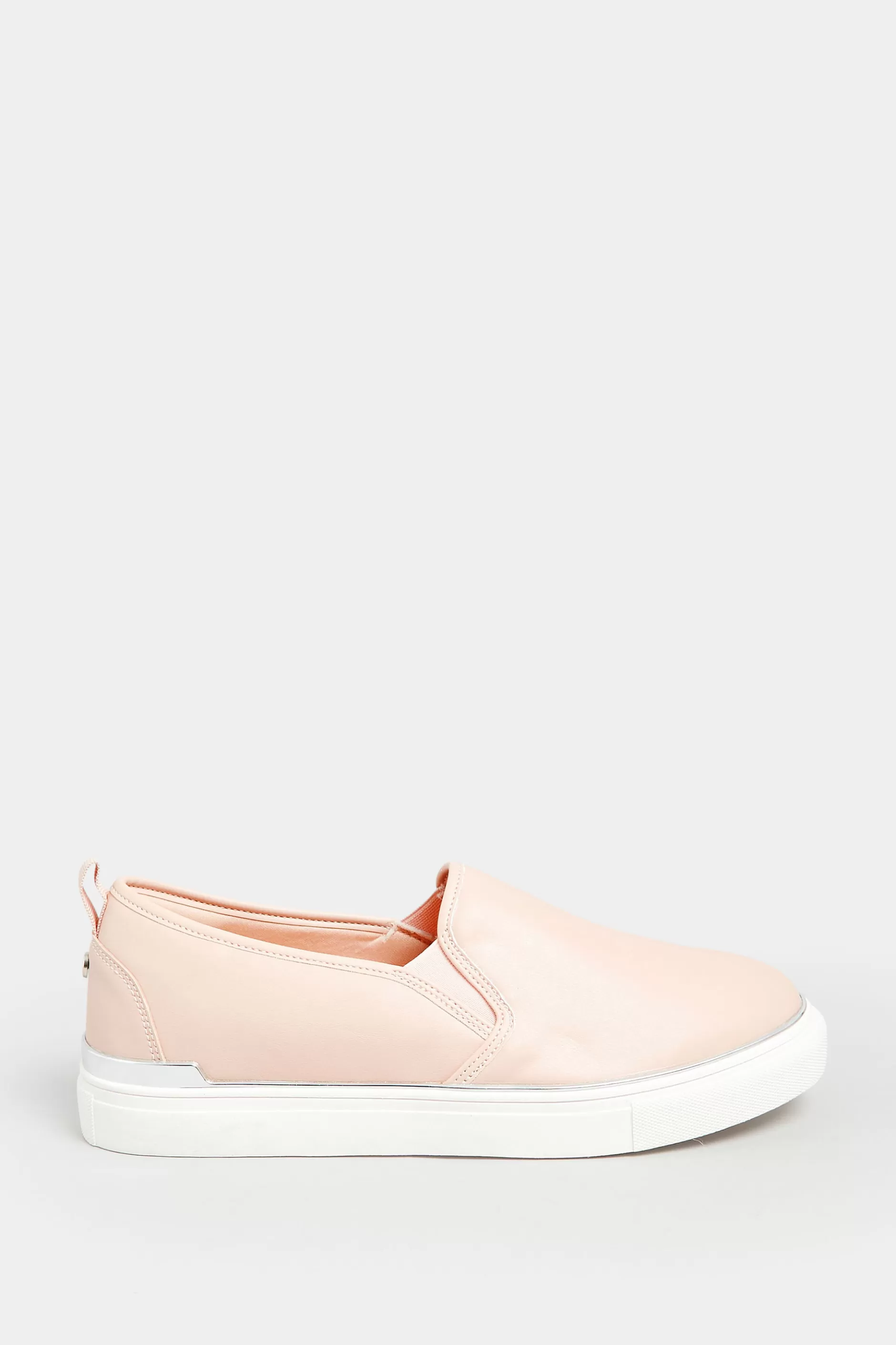 Women M&Co Flat Shoes>Yours Yours Pink & Silver Hardware Slip-On Trainers In Extra Wide Eee Fit